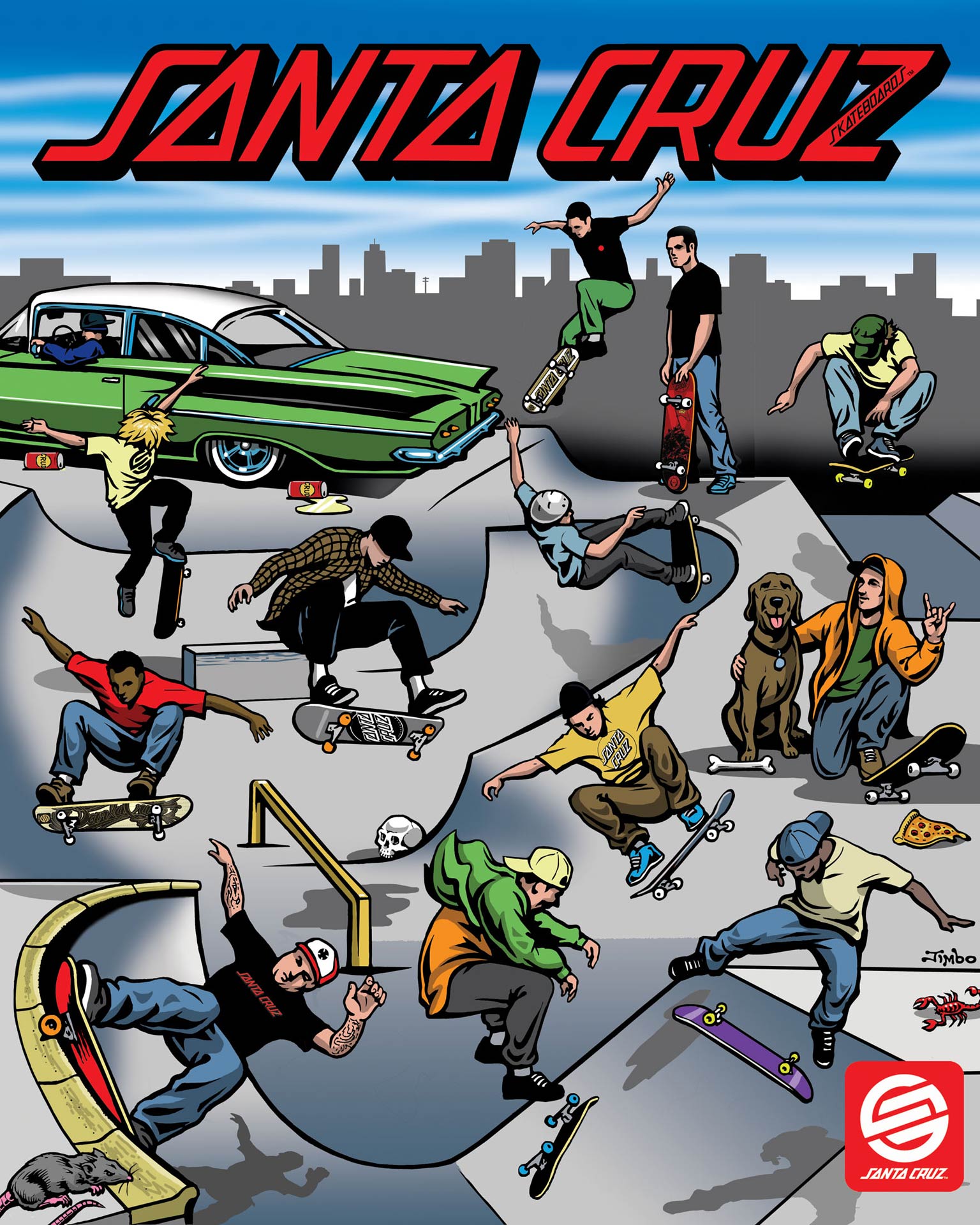 Santa Cruz skateboard scena urbana, 1536x1920 Full HD Verticale, iPhone