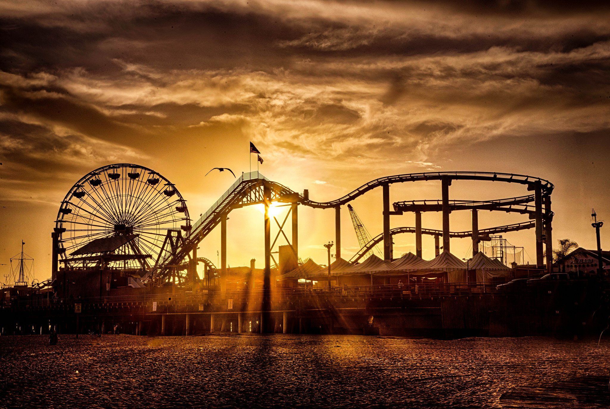 Spiaggia notturna Santa Monica, 1920x1080 1080p, PC Desktop