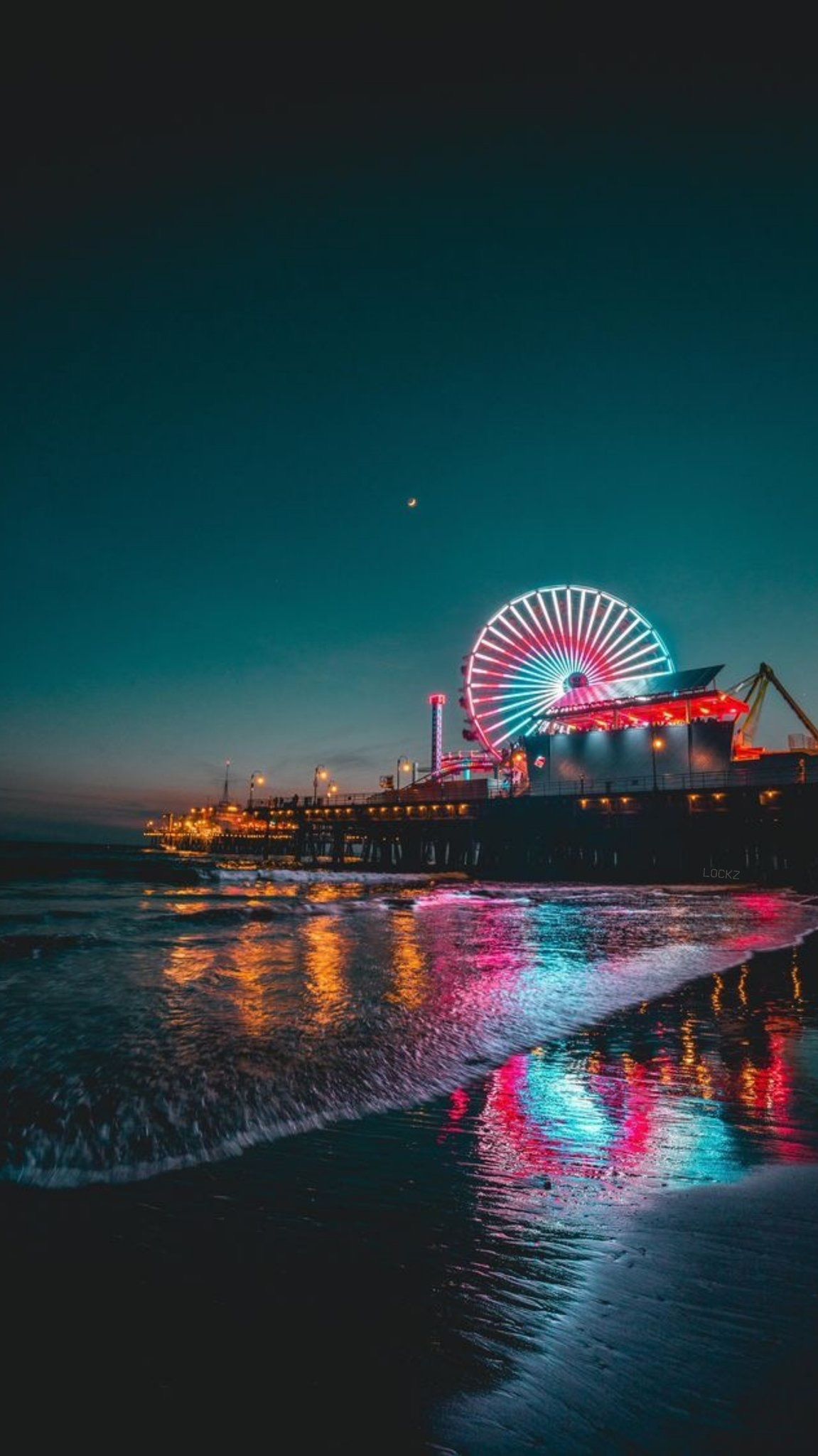 Molo Santa Monica al tramonto, 2048x1373 alta risoluzione, Laptop