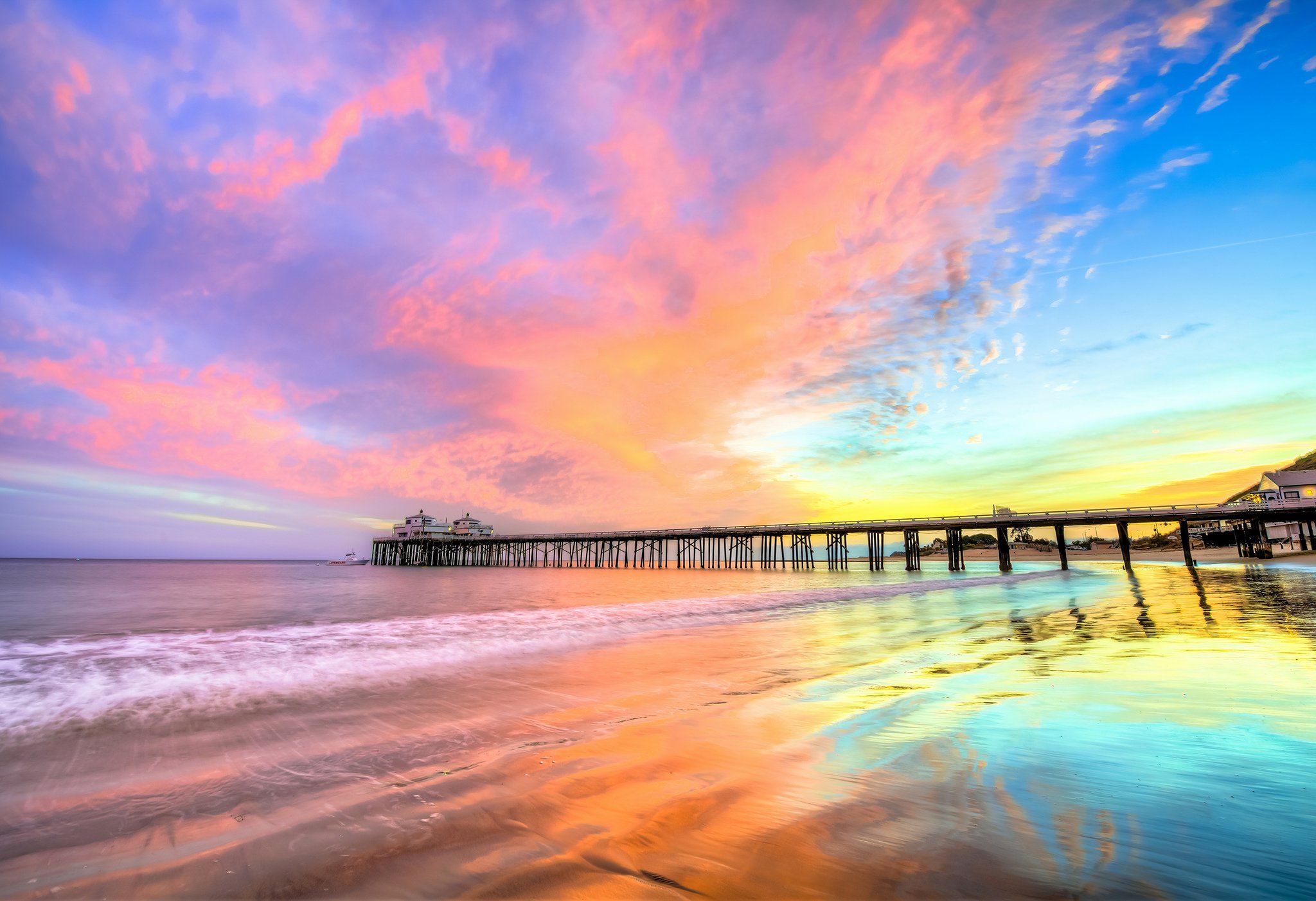 Molo Santa Monica al tramonto, California, 2048x1401 2K, Desktop