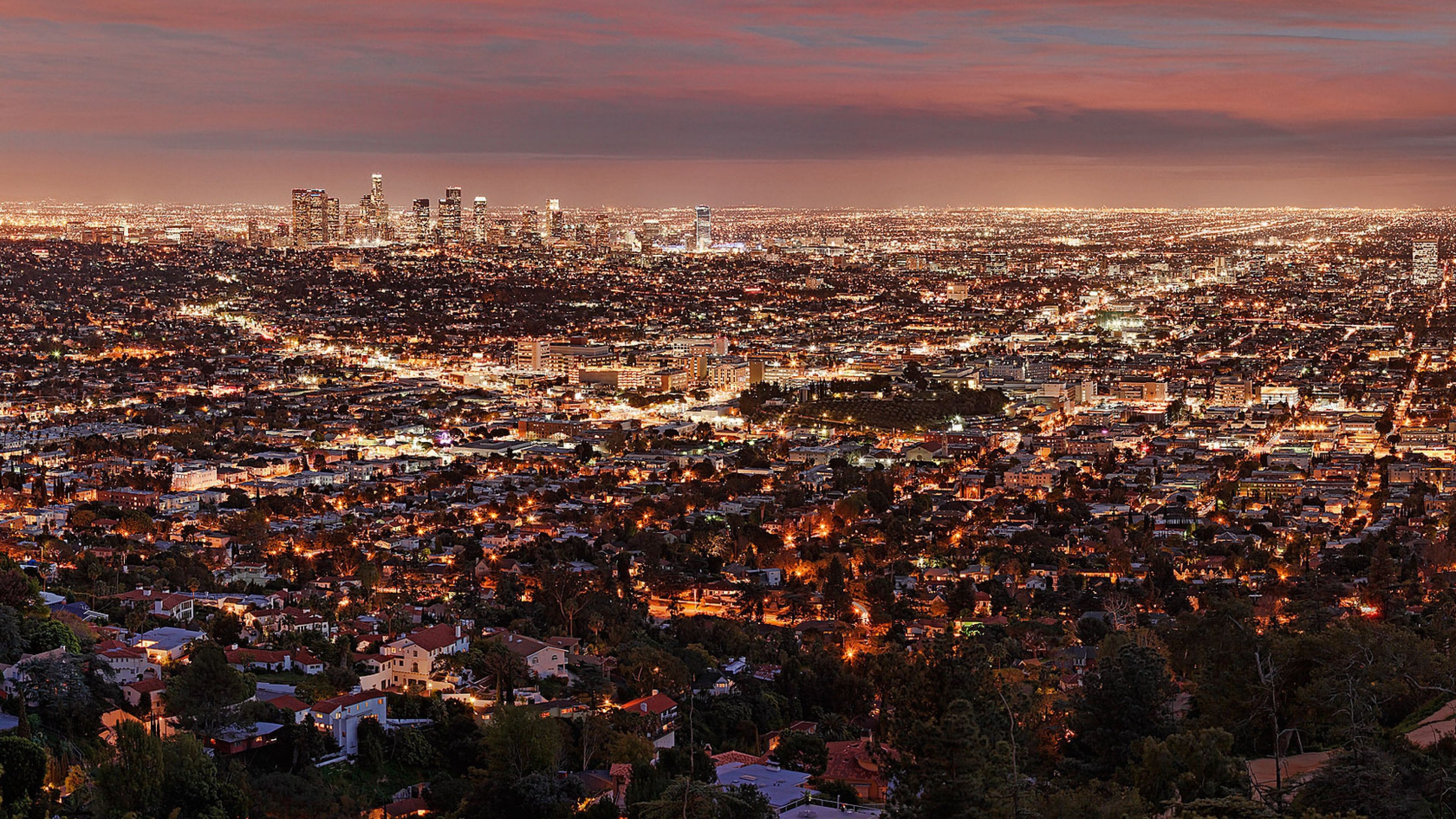 Autostrada e skyline Los Angeles, Hollywood, 4847x3505 Ultra HD, 4K TV