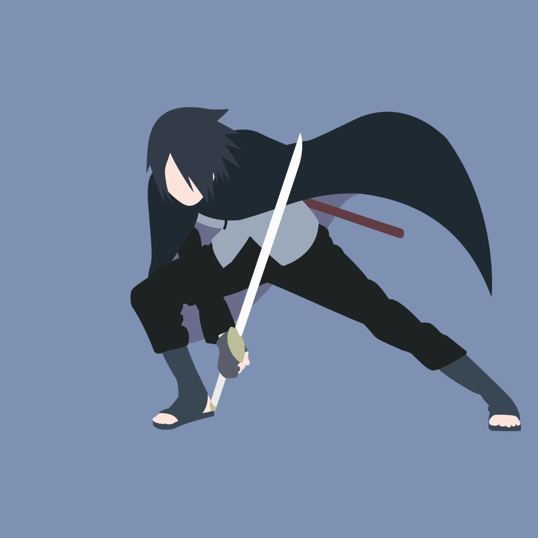 Sasuke con katana, minimal, 2048x2048 2K, iMac