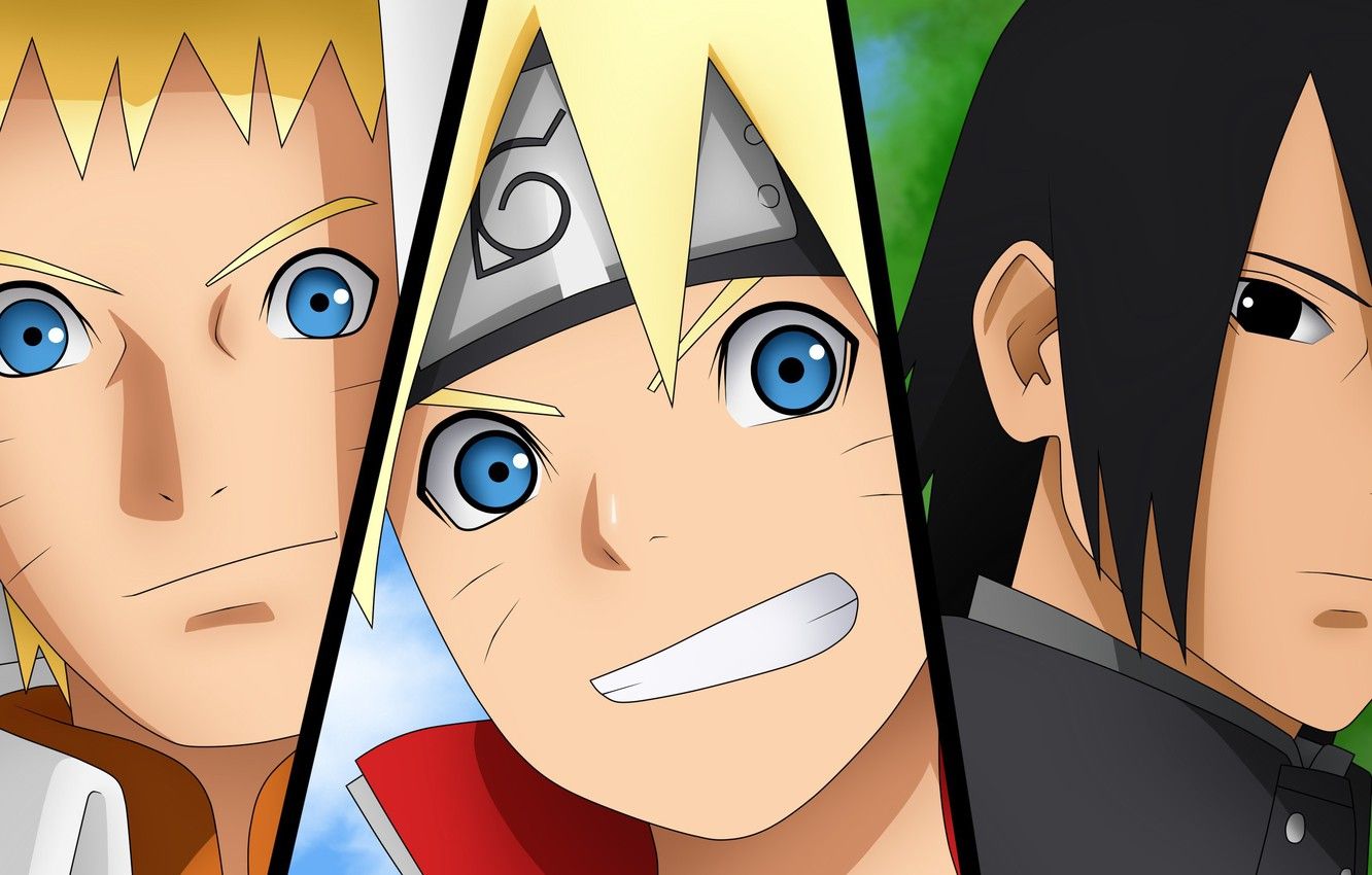 Naruto, Boruto e Sasuke anime, Konoha, 1332x850 HD, Desktop