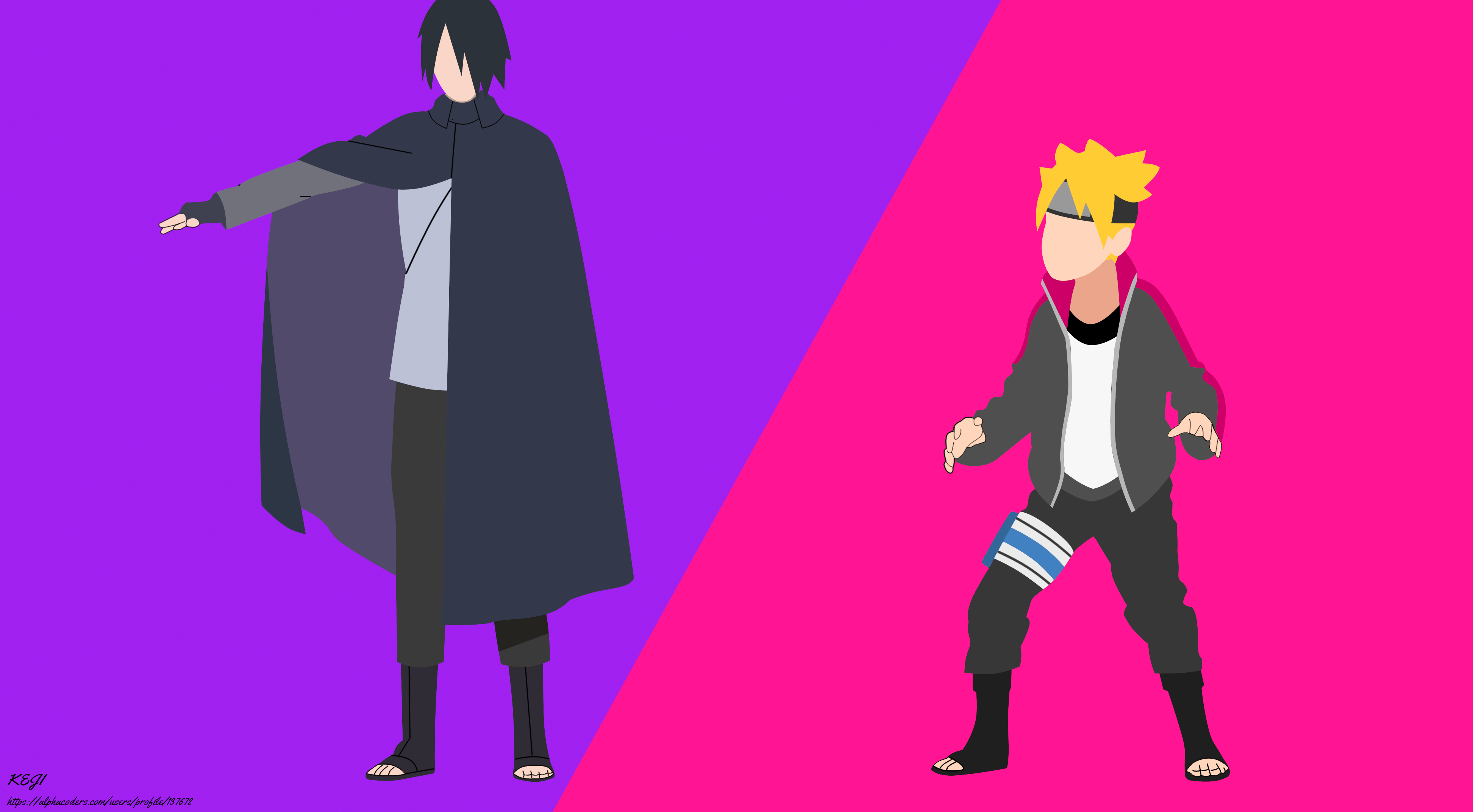 Sasuke e Boruto minimalista, 3889x2145 4K Ultra HD, Monitor 4K