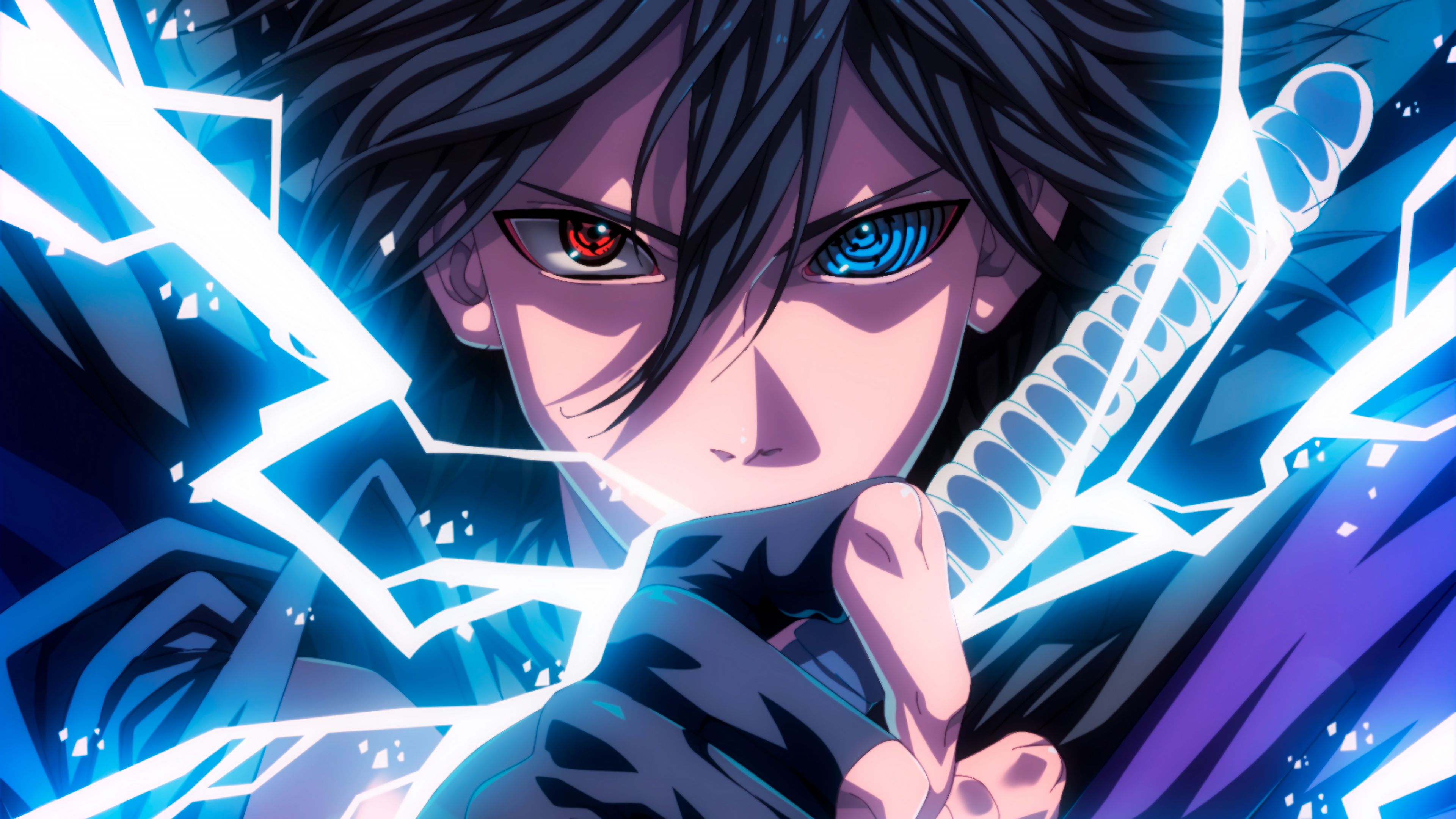 Sasuke Sharingan Rinnegan fulmini, Naruto, 3840x2160 Ultra HD, 4K TV