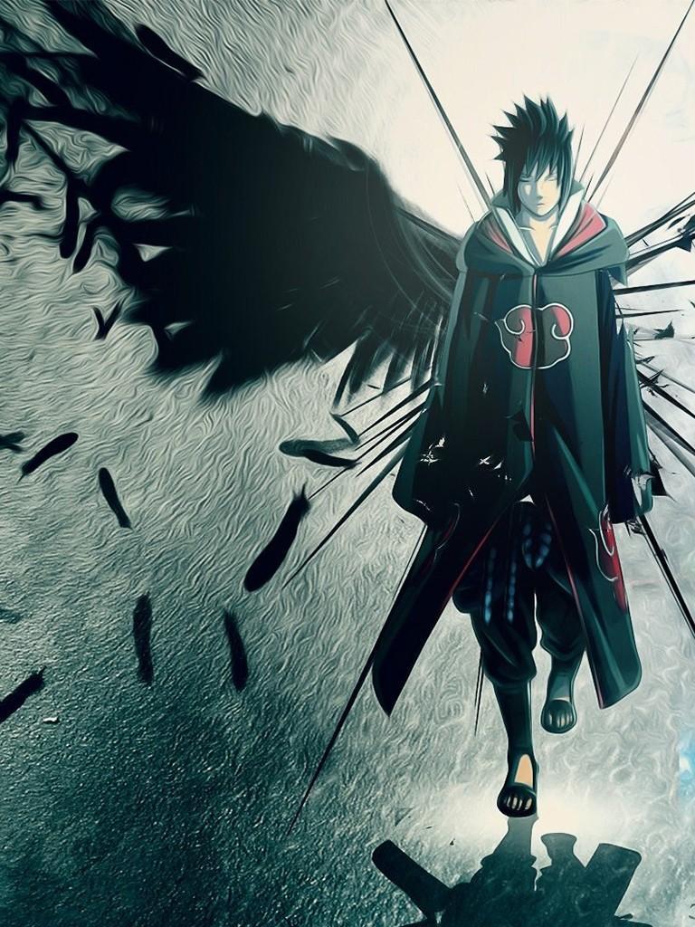 Sasuke Uchiha ali nere Naruto, 768x1024 Full HD Verticale, iPhone