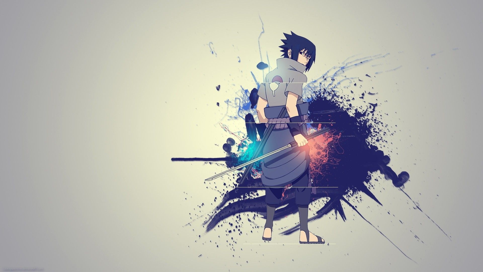 Sasuke Uchiha Naruto splash art, ninja, 1920x1080 Full HD, Desktop