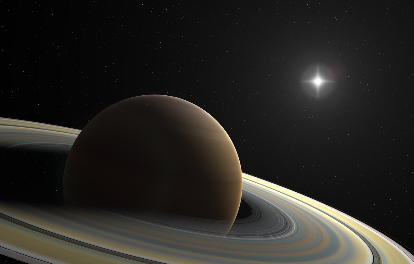 Saturno con anelli e stella, 1332x850 720p, PC