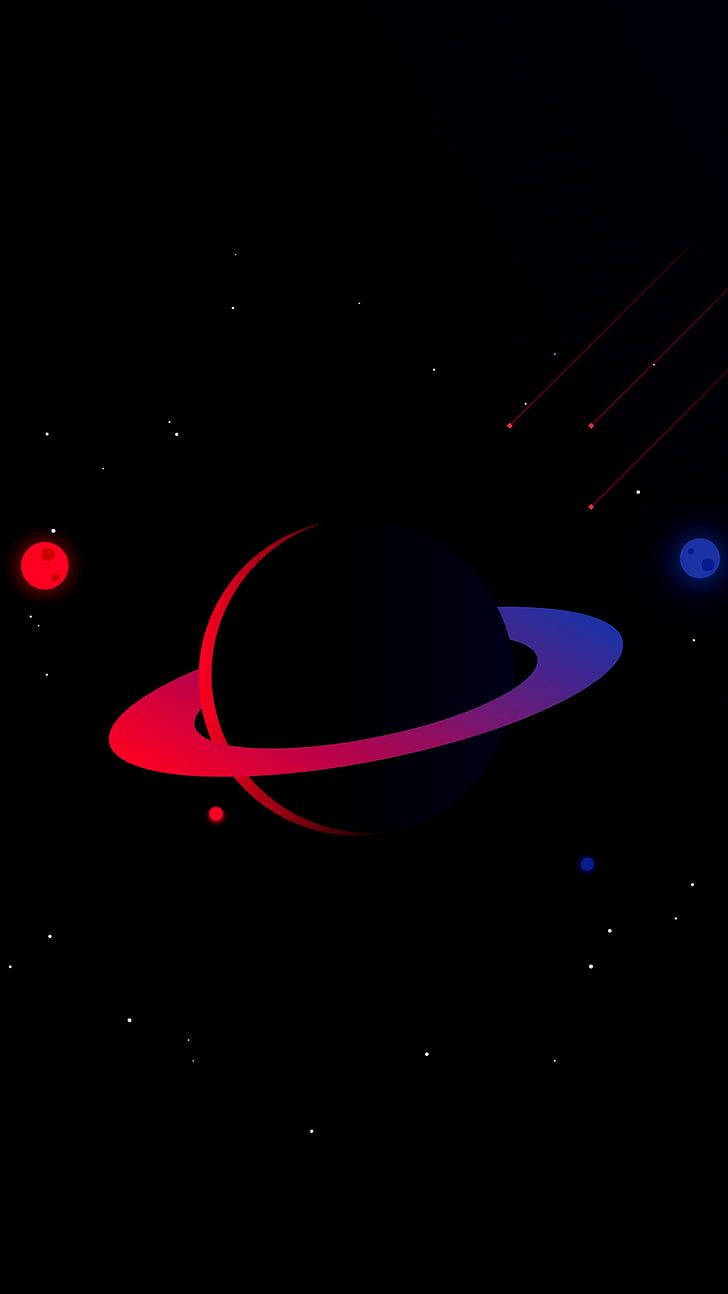Saturno pianeta rosso viola spazio, 728x1294 Verticale, Mobile