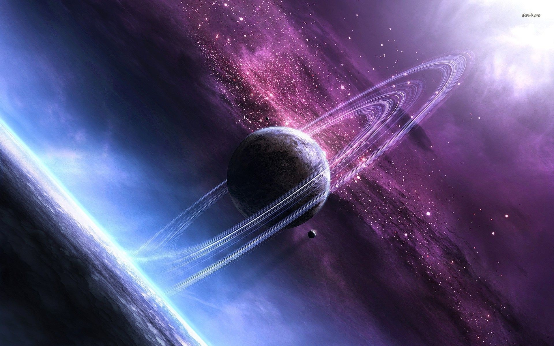 Saturno con anelli, spazio viola, 1920x1200 Full HD+, PC