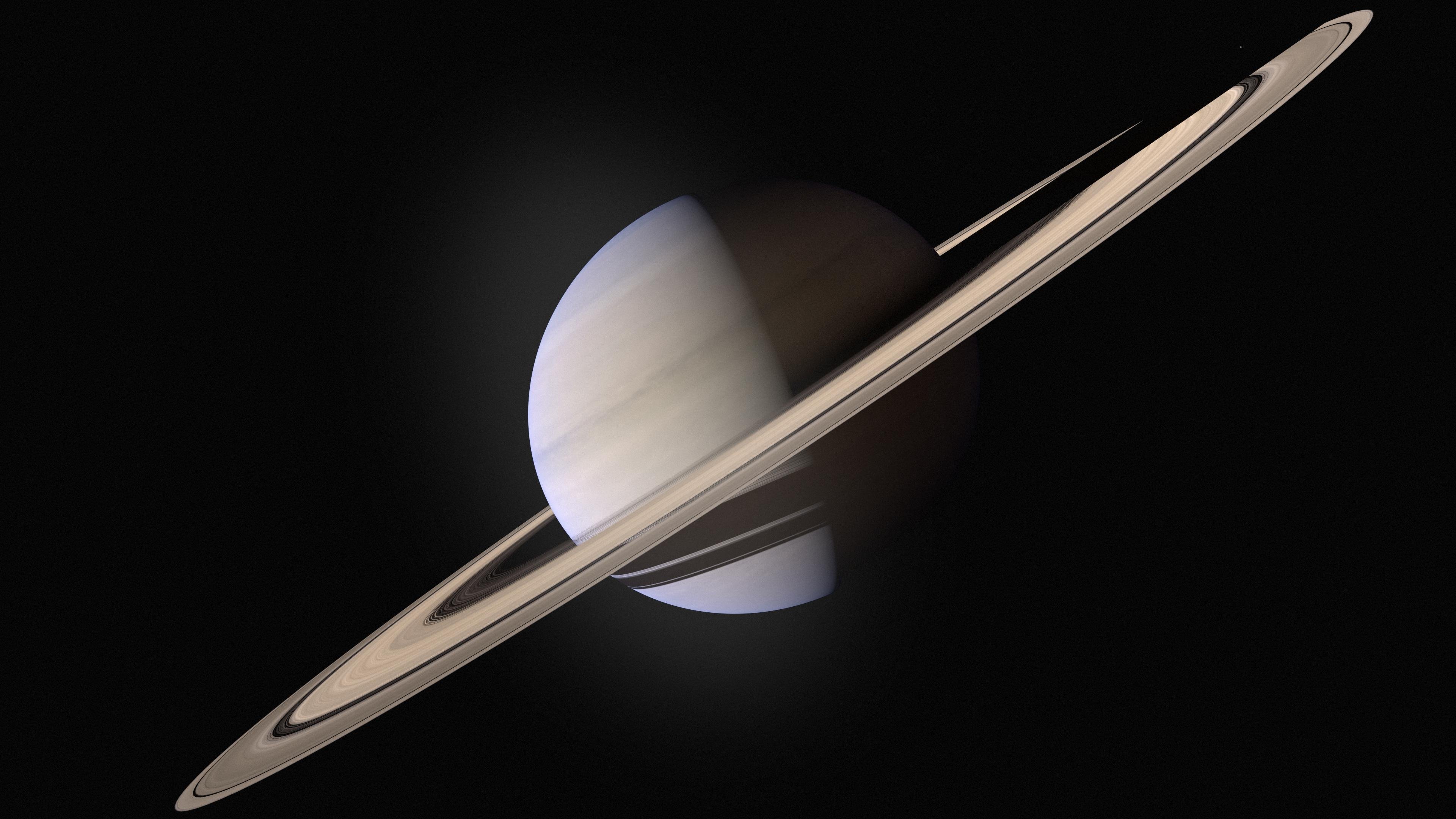 Saturno con anelli, sfondo nero, 3840x2160 4K, Desktop 4K