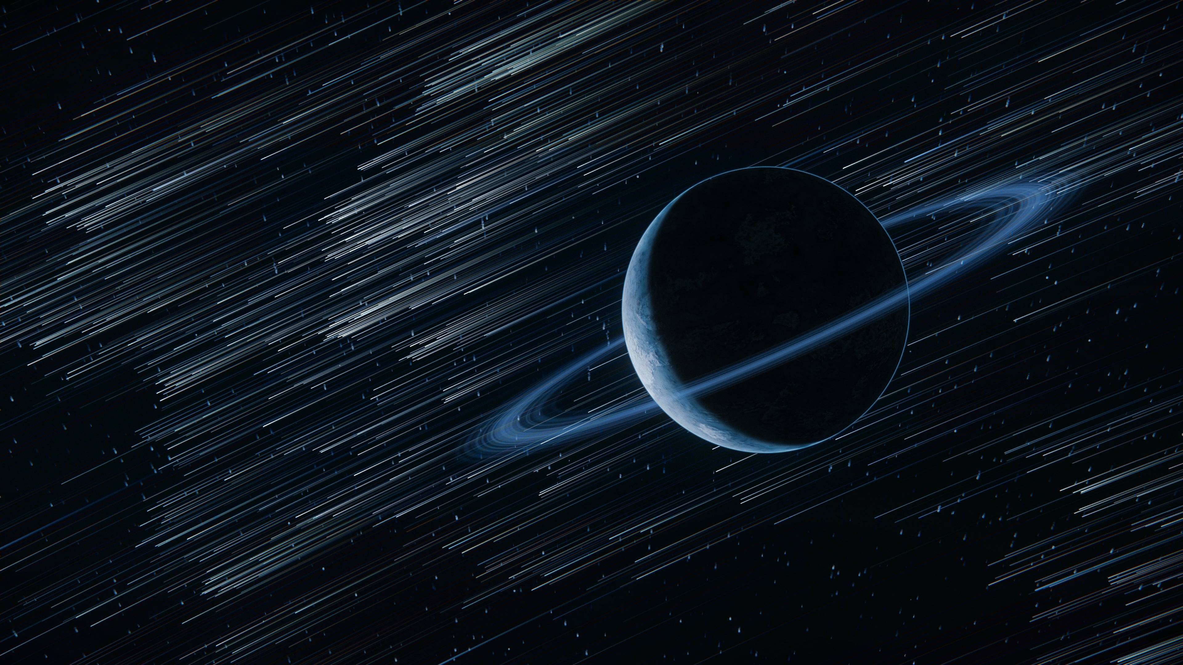 Saturno con anelli, spazio scuro, 3840x2160 UHD, Monitor 4K