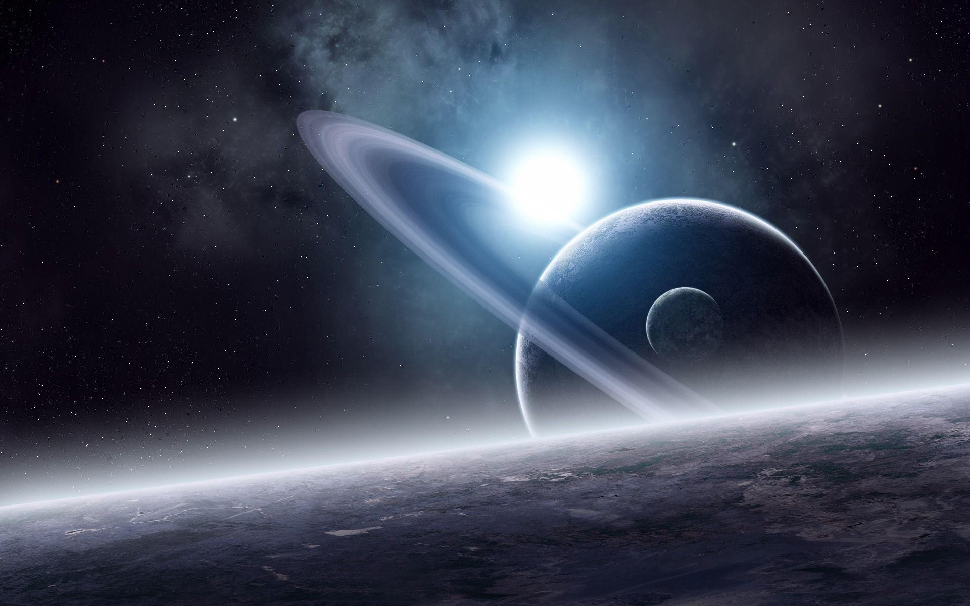 Saturno con anelli spazio, 1920x1200 WUXGA, PC