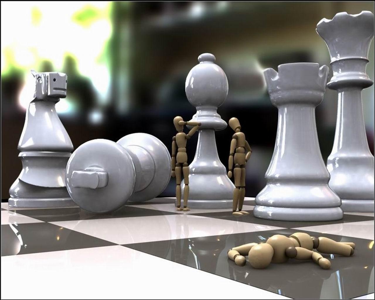 Pezzi scacchi bianchi 3D, 1280x1024 720p, PC