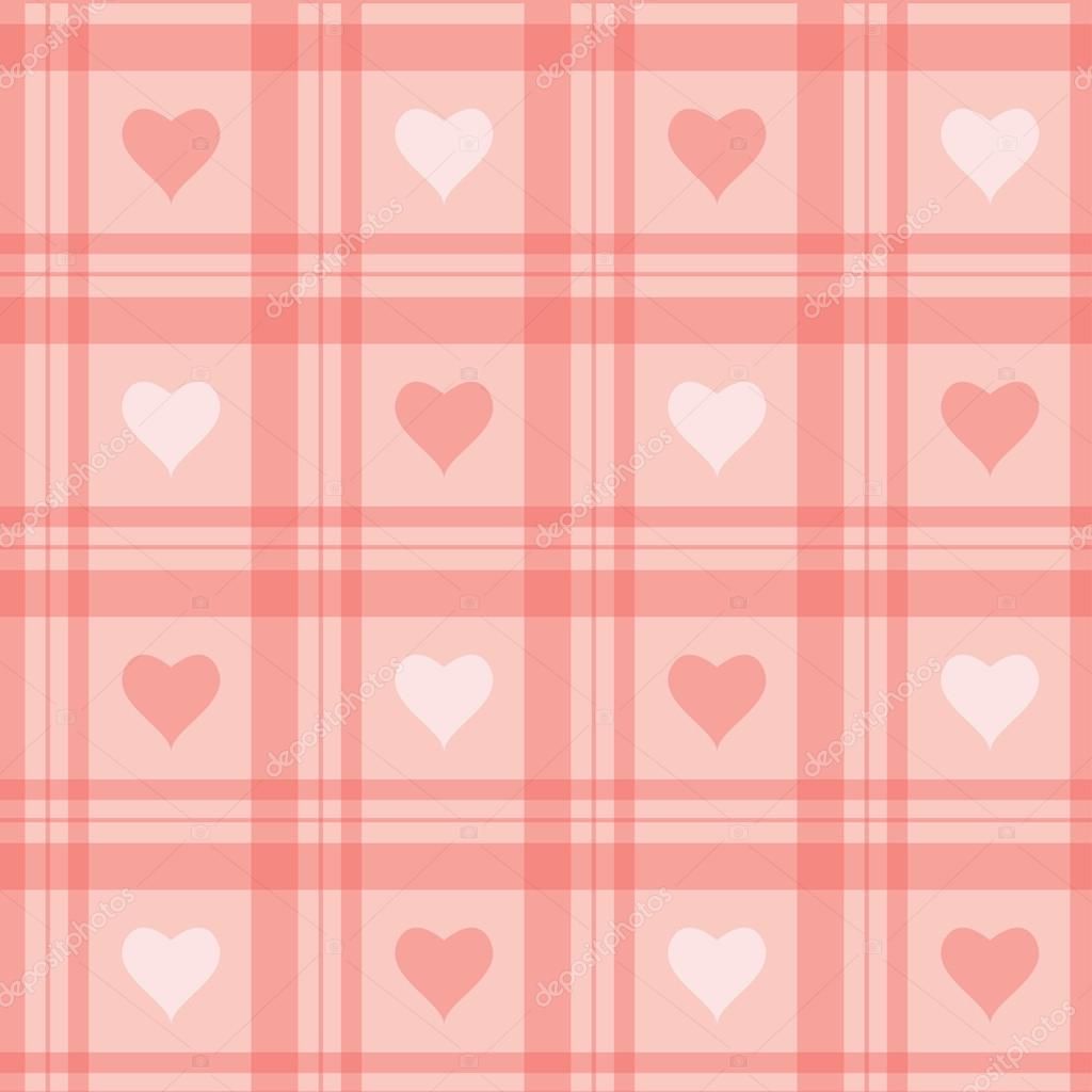 Quadretti scozzesi rosa con cuori, 1024x1024 HD, PC