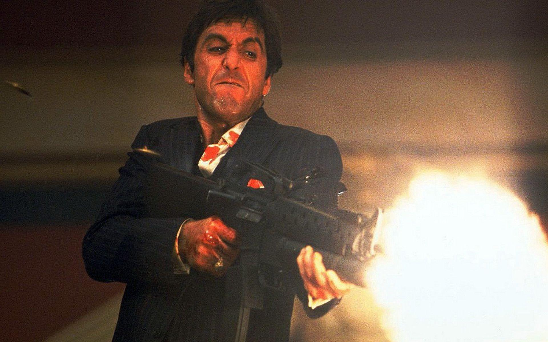 Tony Montana con mitragliatrice, 1920x1200 Full HD+, Desktop
