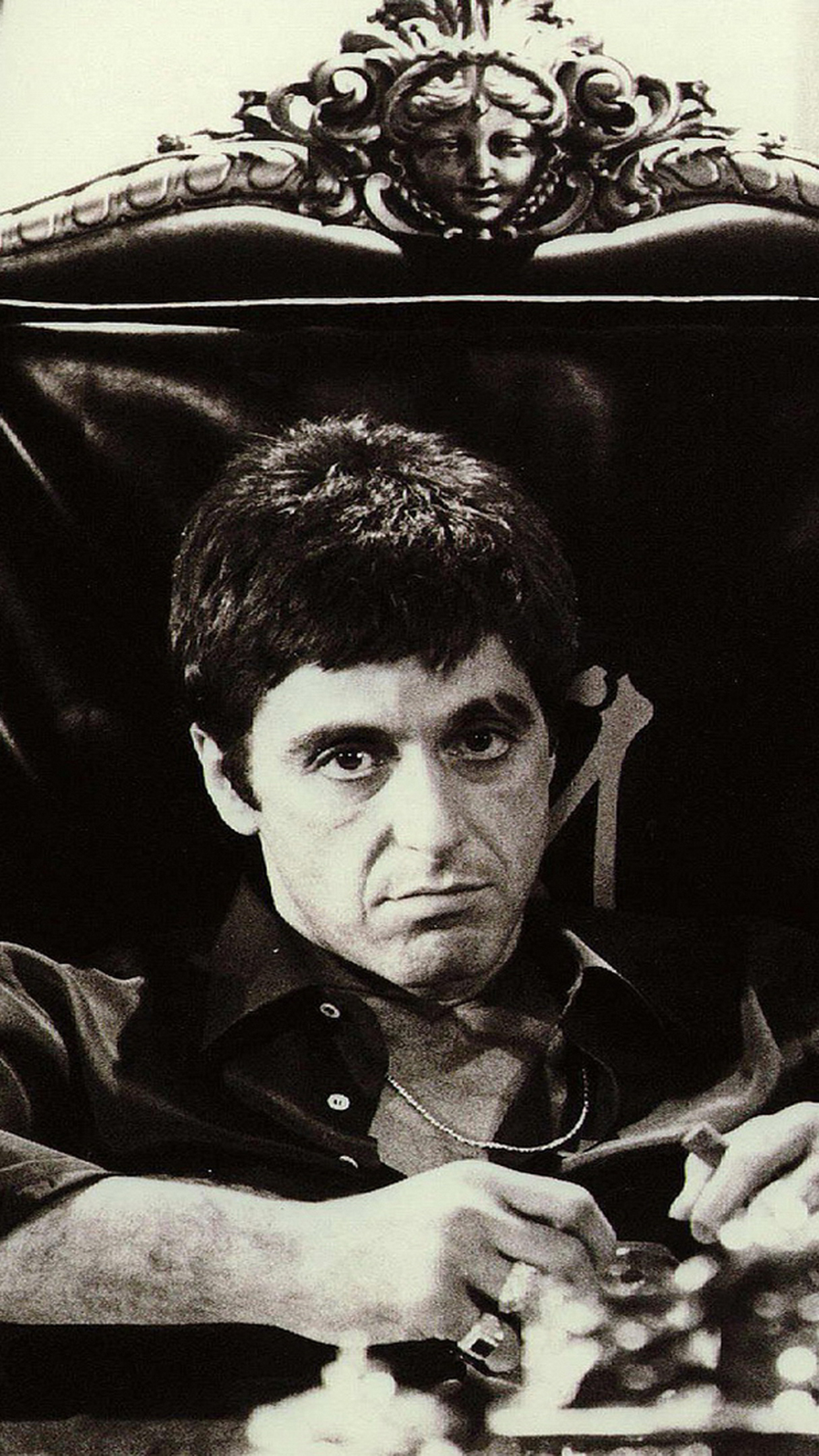 Tony Montana Scarface bianco e nero, 1242x2208 Verticale, POCO