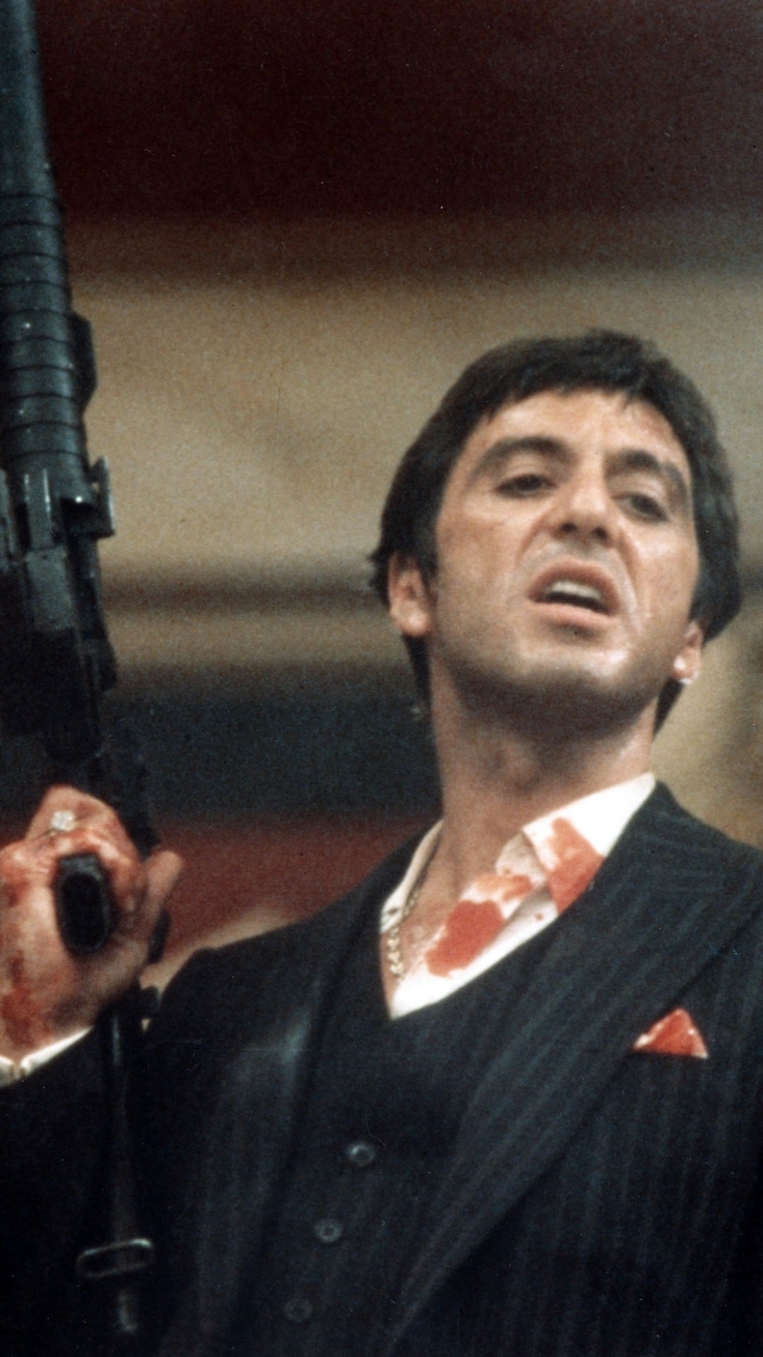 Tony Montana con mitragliatrice, Scarface, 1080x1920 Full HD Verticale, Smartphone