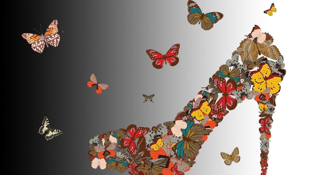 Scarpa tacco alto con farfalle, 1280x720 HD, Desktop