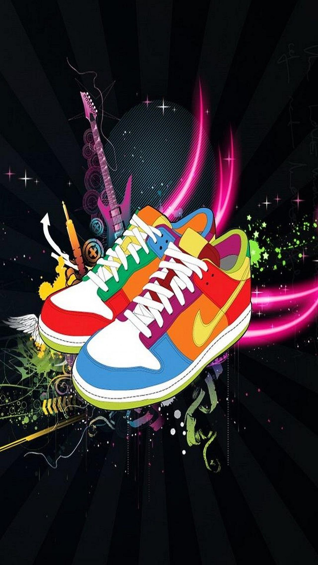 Scarpa Nike colorata sfondo nero, 1080x1920 Full HD Verticale, Samsung Galaxy