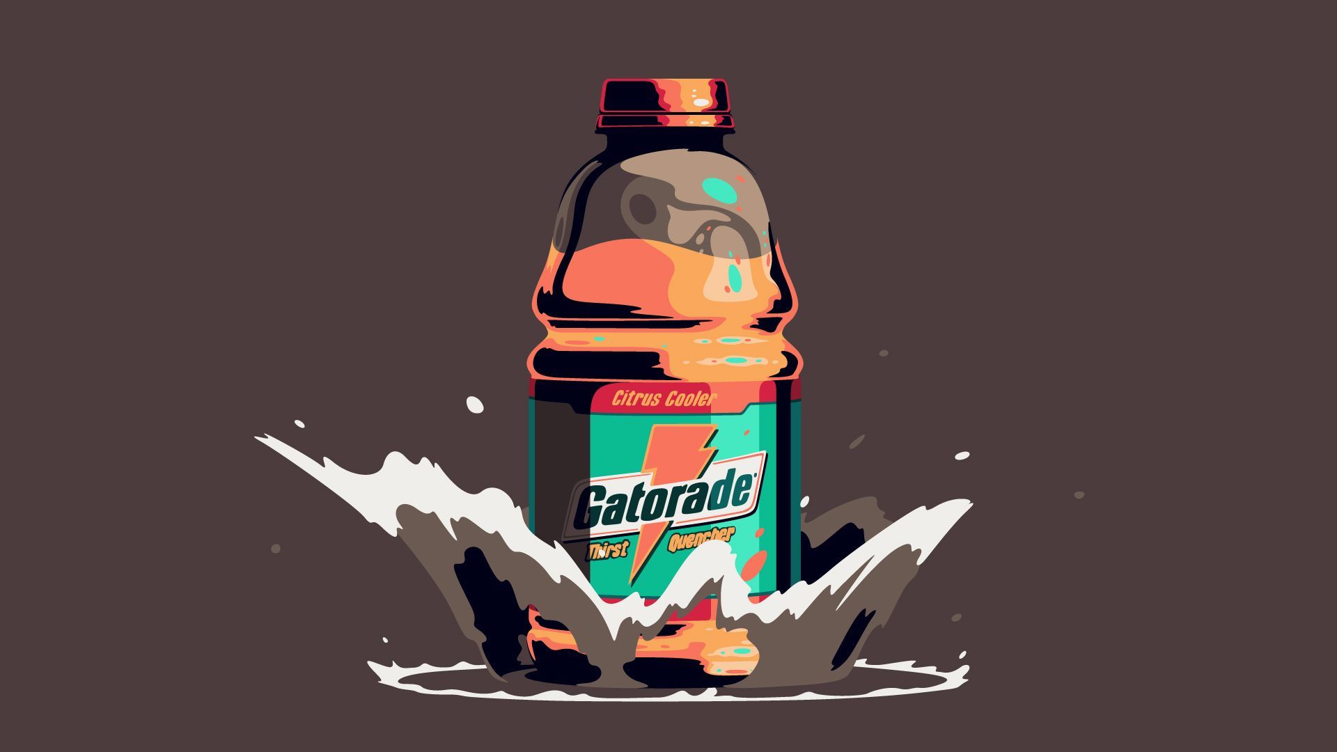 Bottiglia Gatorade illustrata splash, 1920x1080 Full HD, Laptop