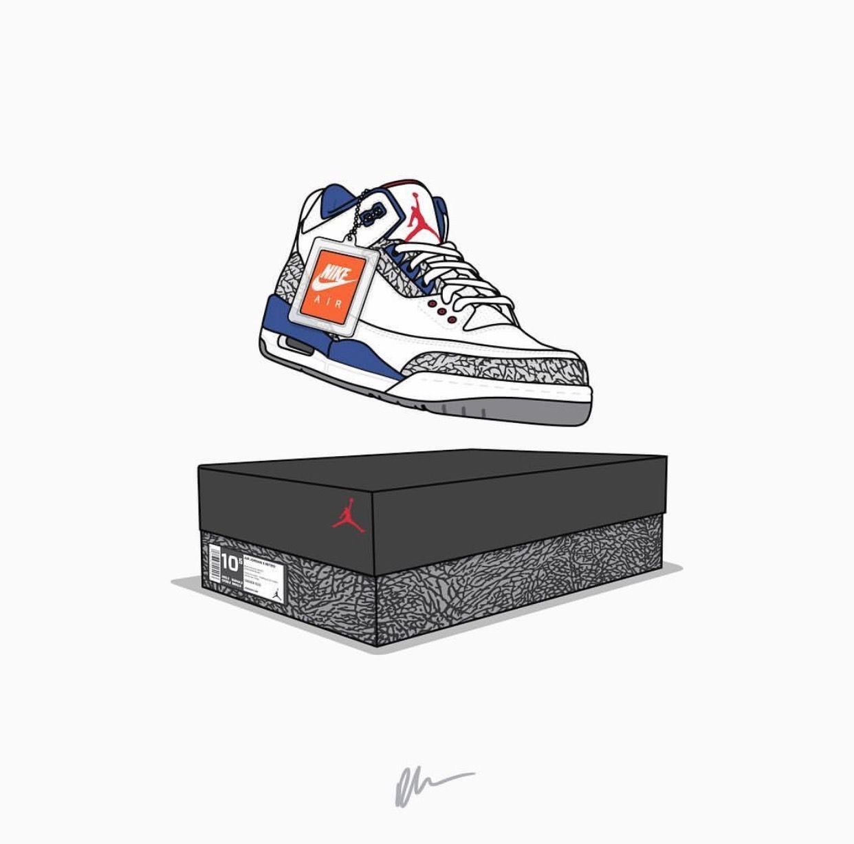 Sneaker Air Jordan 3 illustrazione, Nike, 1242x1227 HD, PC