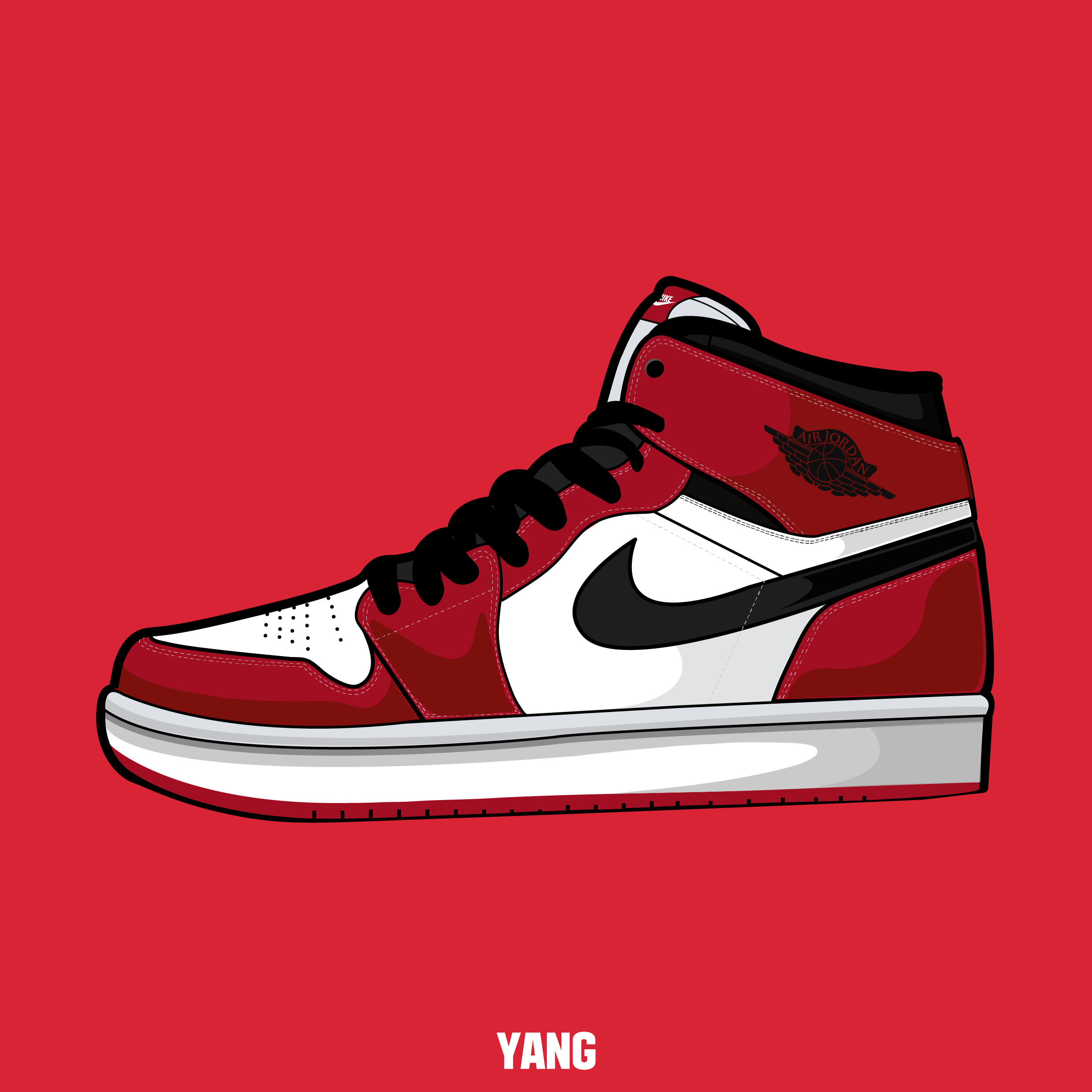 Sneaker Air Jordan illustrazione rossa, Nike, 2480x2480 Hi-Res, Laptop
