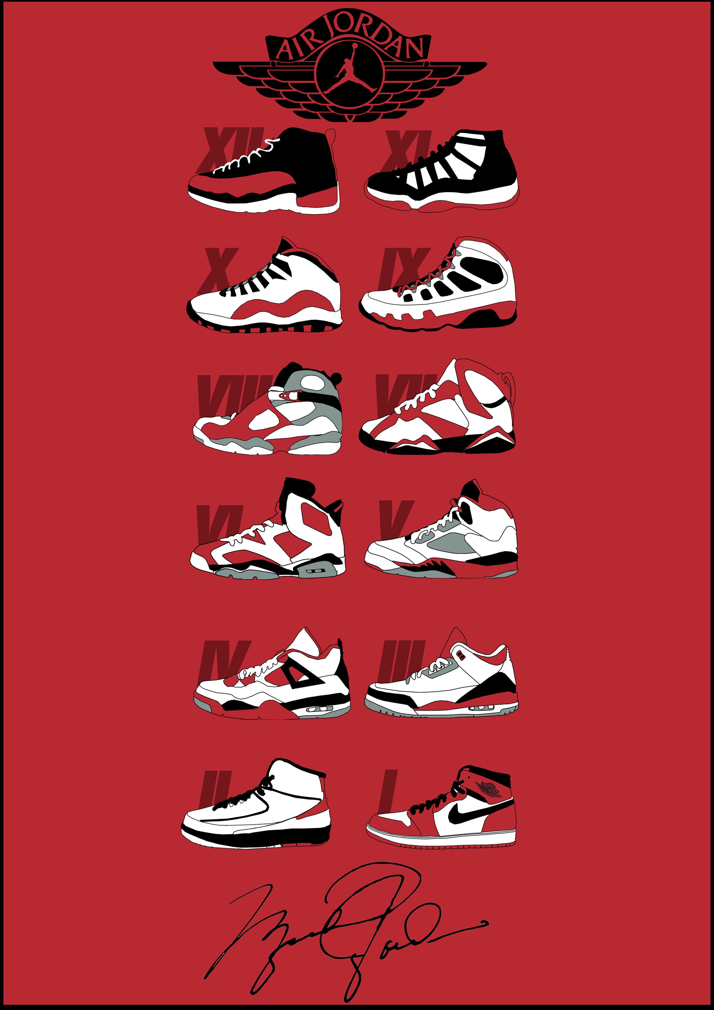 Poster Air Jordan sneakers rosso, 2480x3508 Verticale, Mobile