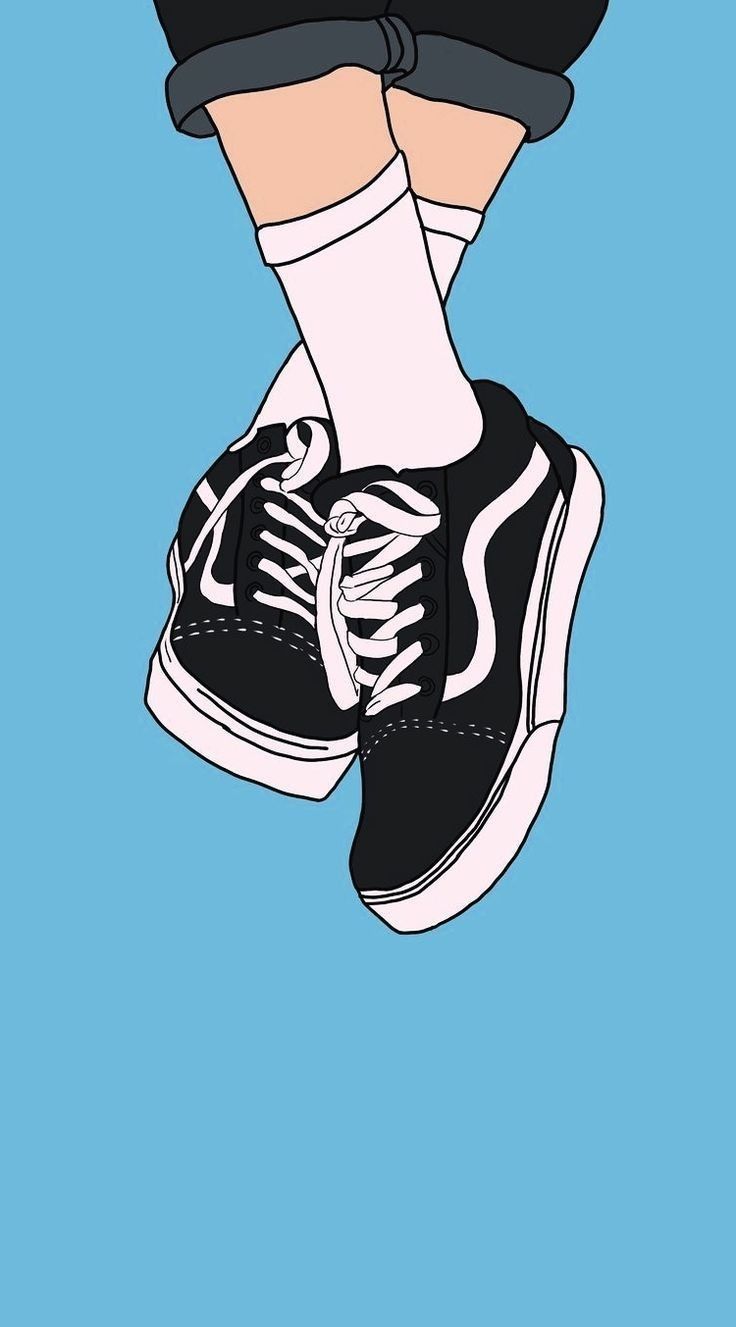 Scarpe Vans nere illustrazione, scarpe skate, 736x1327 Full HD Verticale, Smartphone