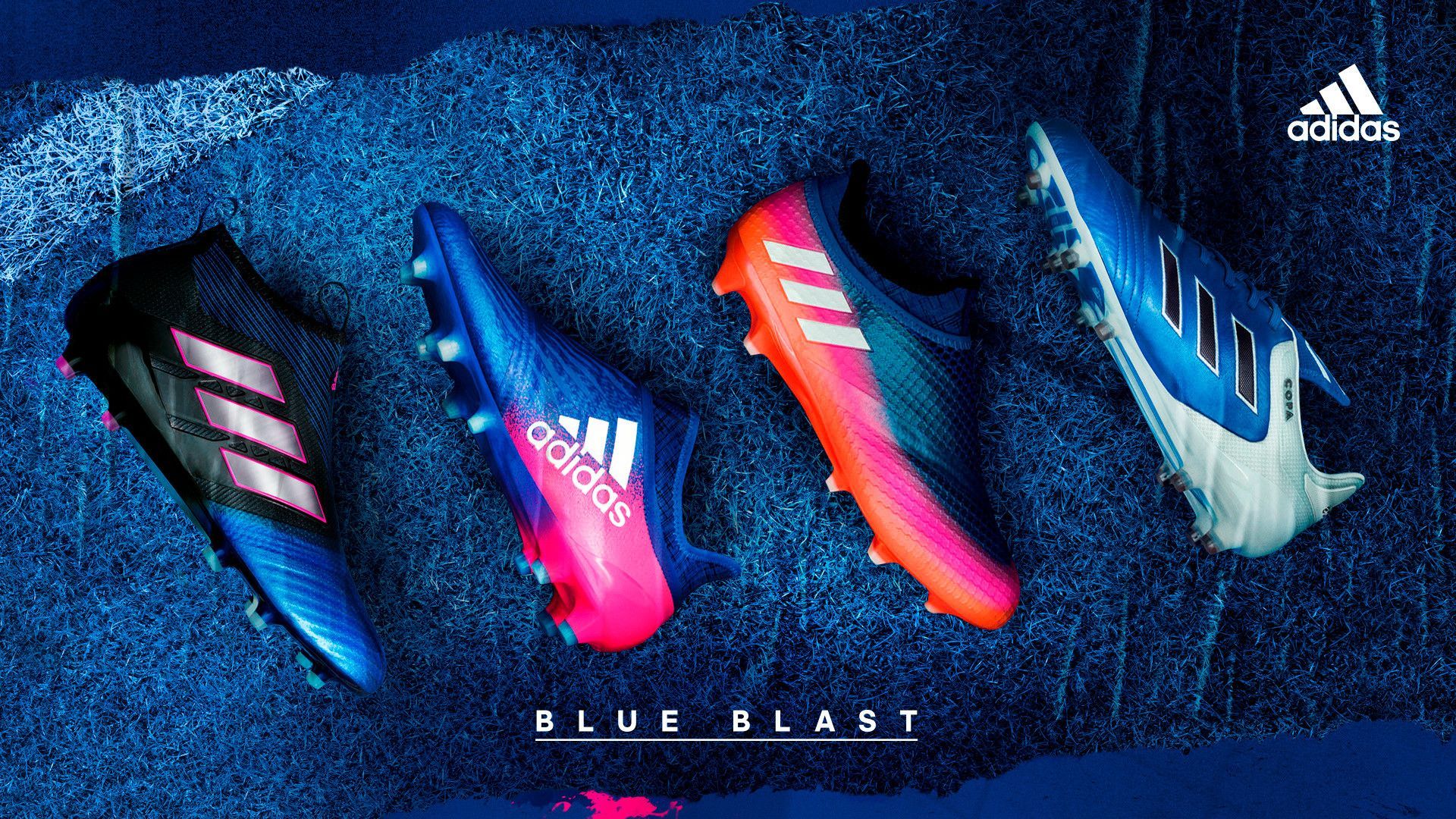 Scarpini da calcio Adidas Blue Blast, tre strisce, 1920x1080 1080p, Laptop