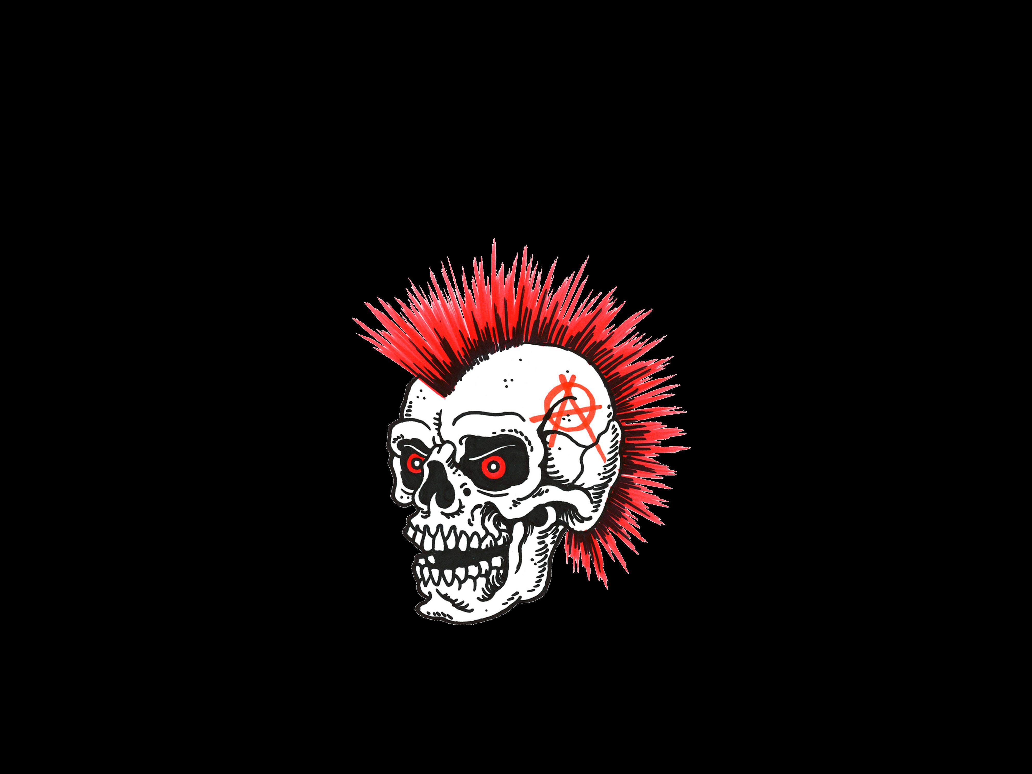 Teschio con cresta rossa punk, 4000x3000 4K, Desktop 4K