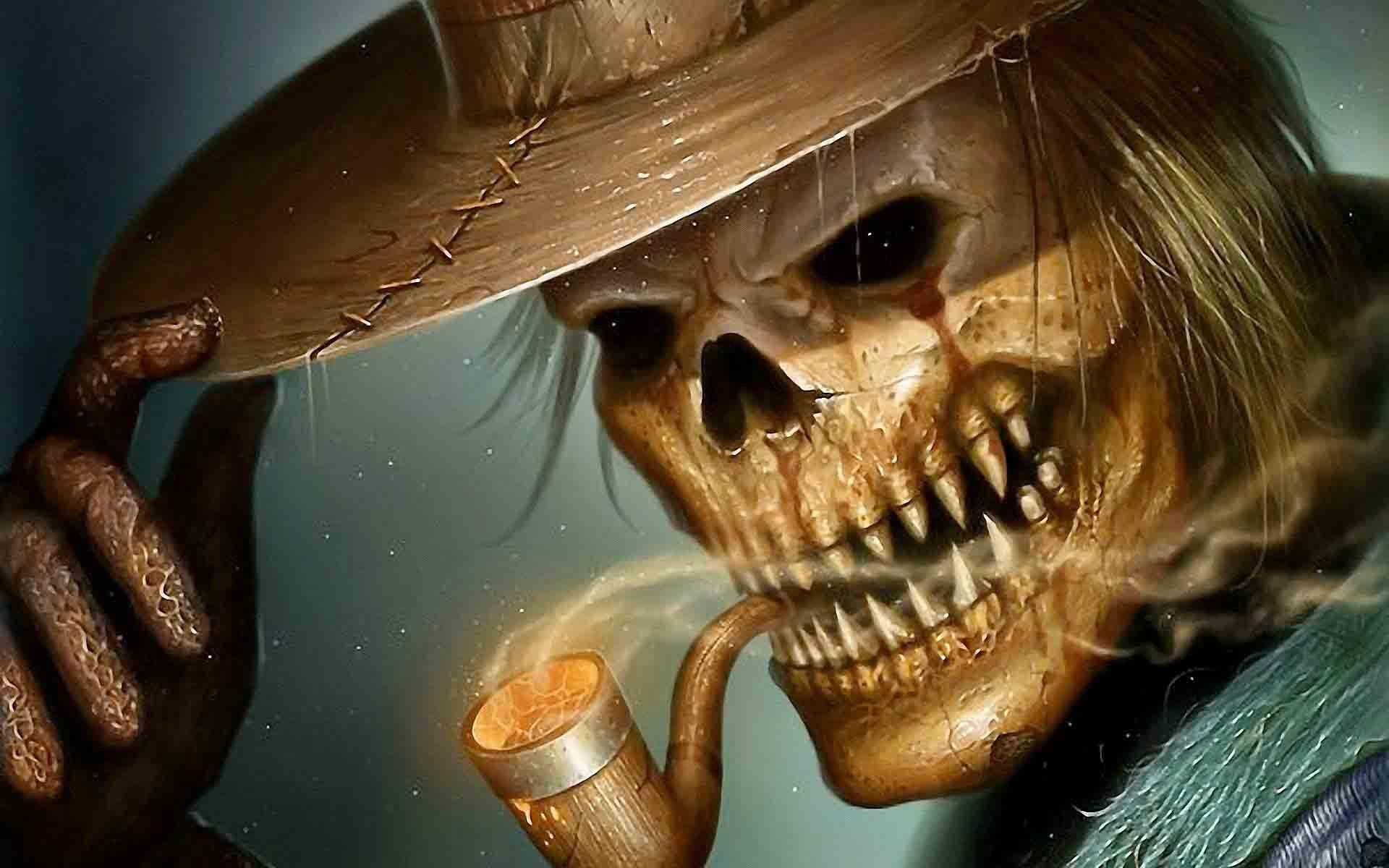 Scheletro con cappello e pipa, 1920x1200 WUXGA, Laptop