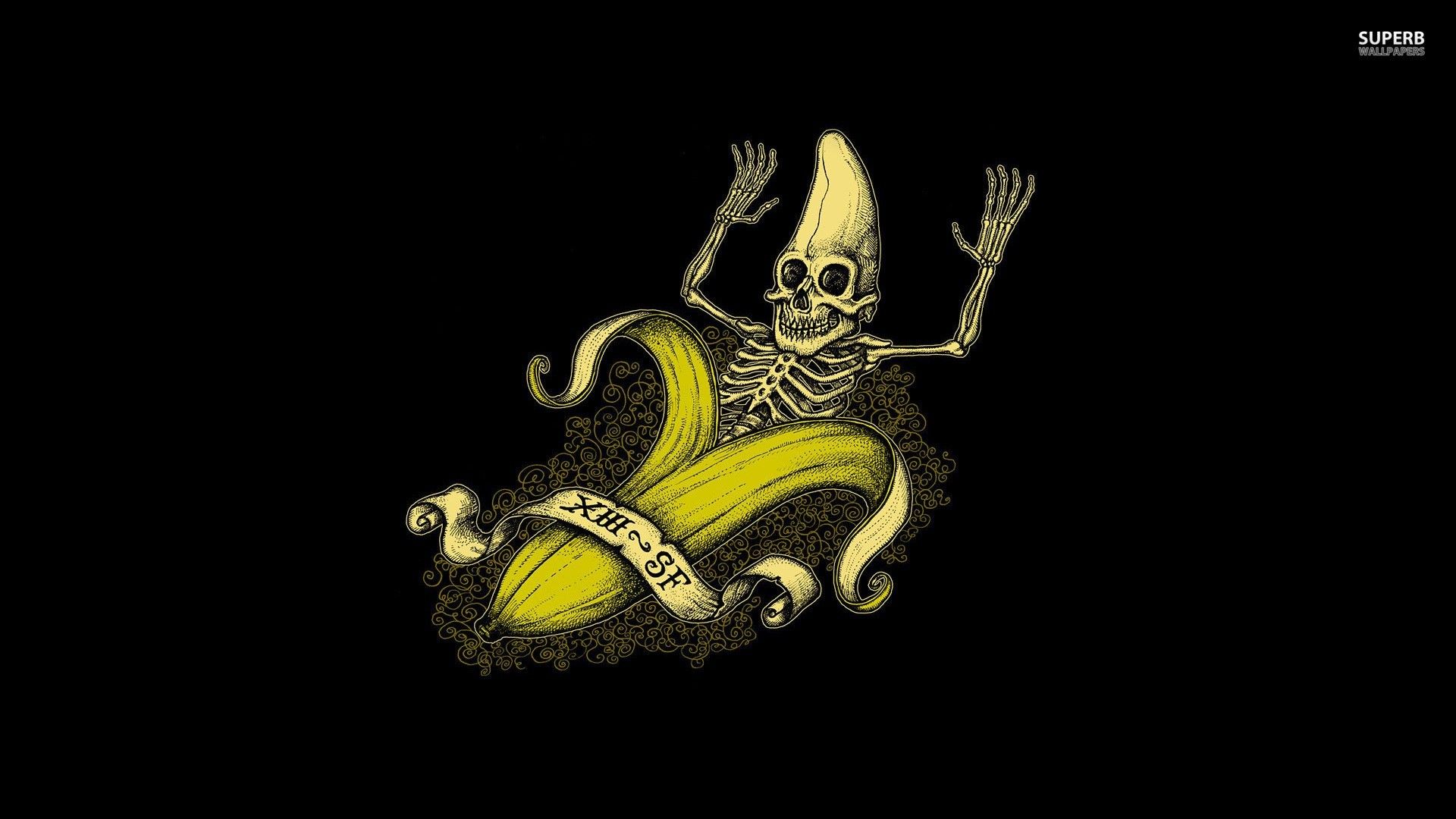 Scheletro dentro banana, 1920x1080 Full HD 1080p, PC