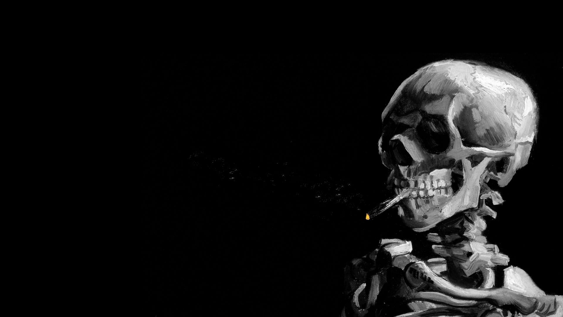 Scheletro che fuma sigaretta, 1920x1080 Full HD, Desktop