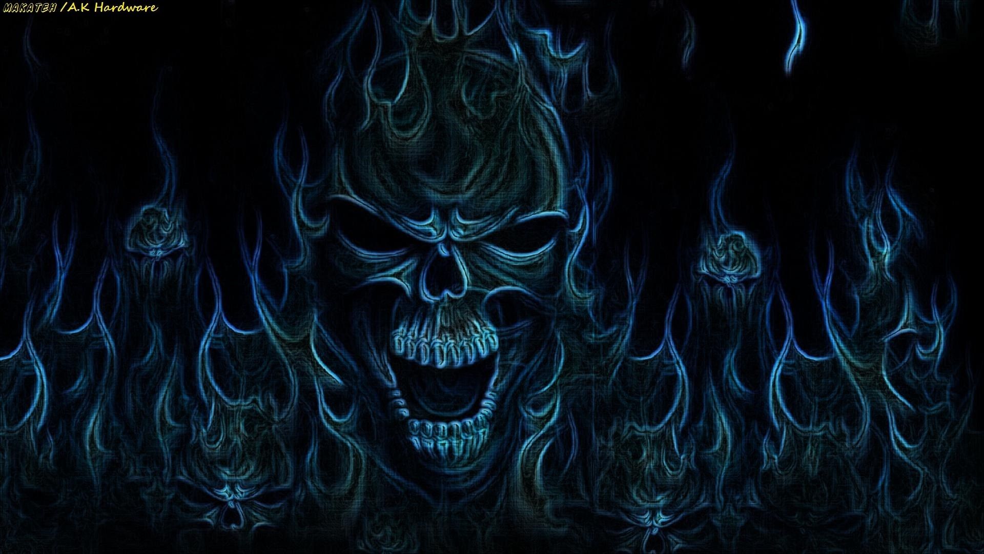 Teschio fiammeggiante blu, 1920x1080 1080p, PC