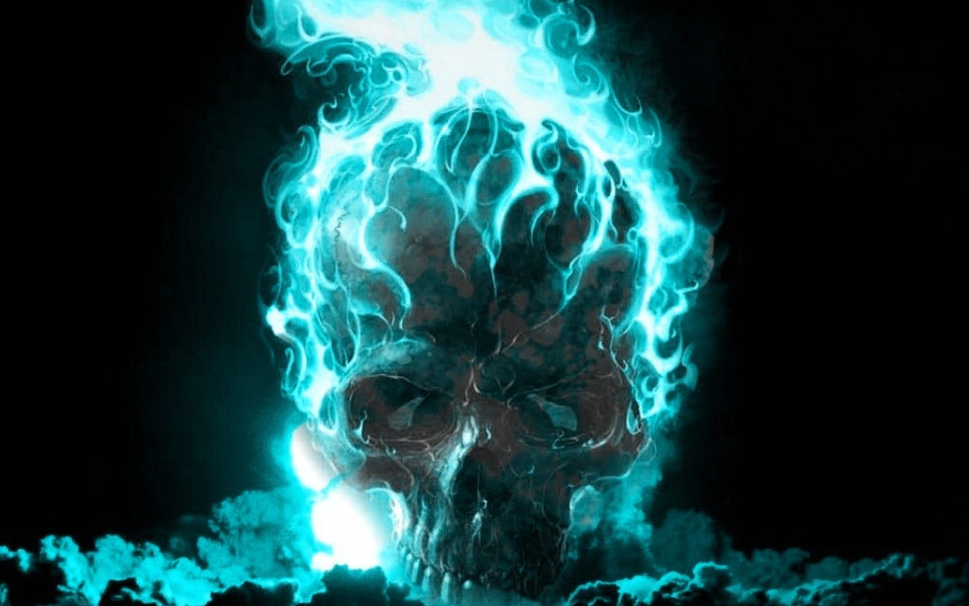 Teschio con fiamme blu, 1920x1200 Full HD+, PC