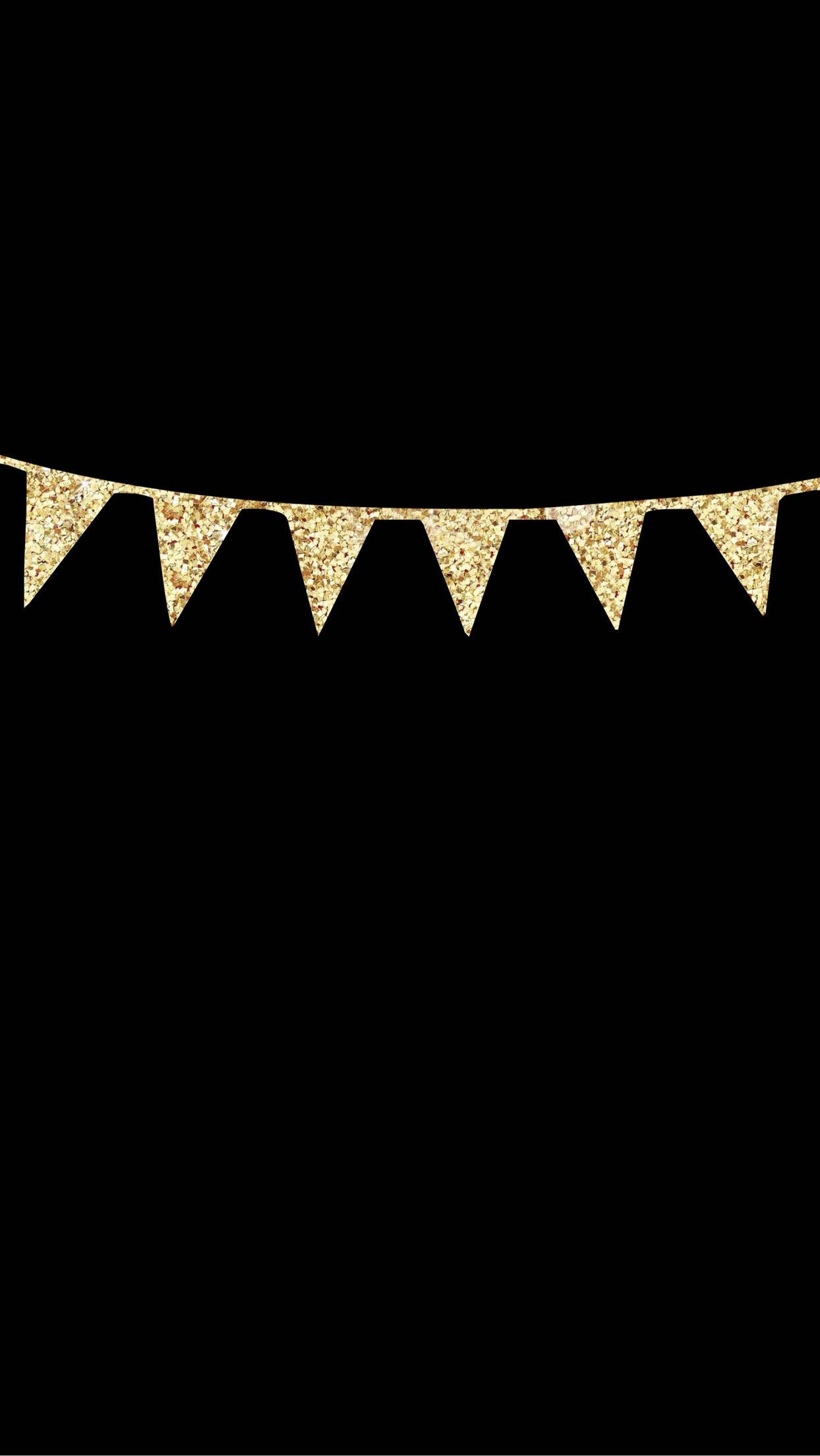 Bandierine glitter oro sfondo nero, 1244x2208 Full HD Verticale, iPad Pro