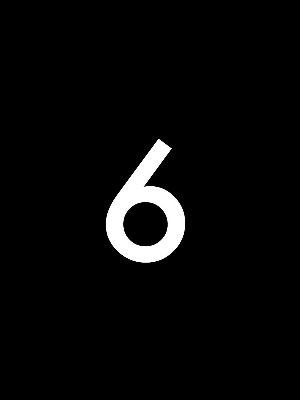 Numero sei bianco su nero, 1000x1333 Full HD Verticale, iPad mini