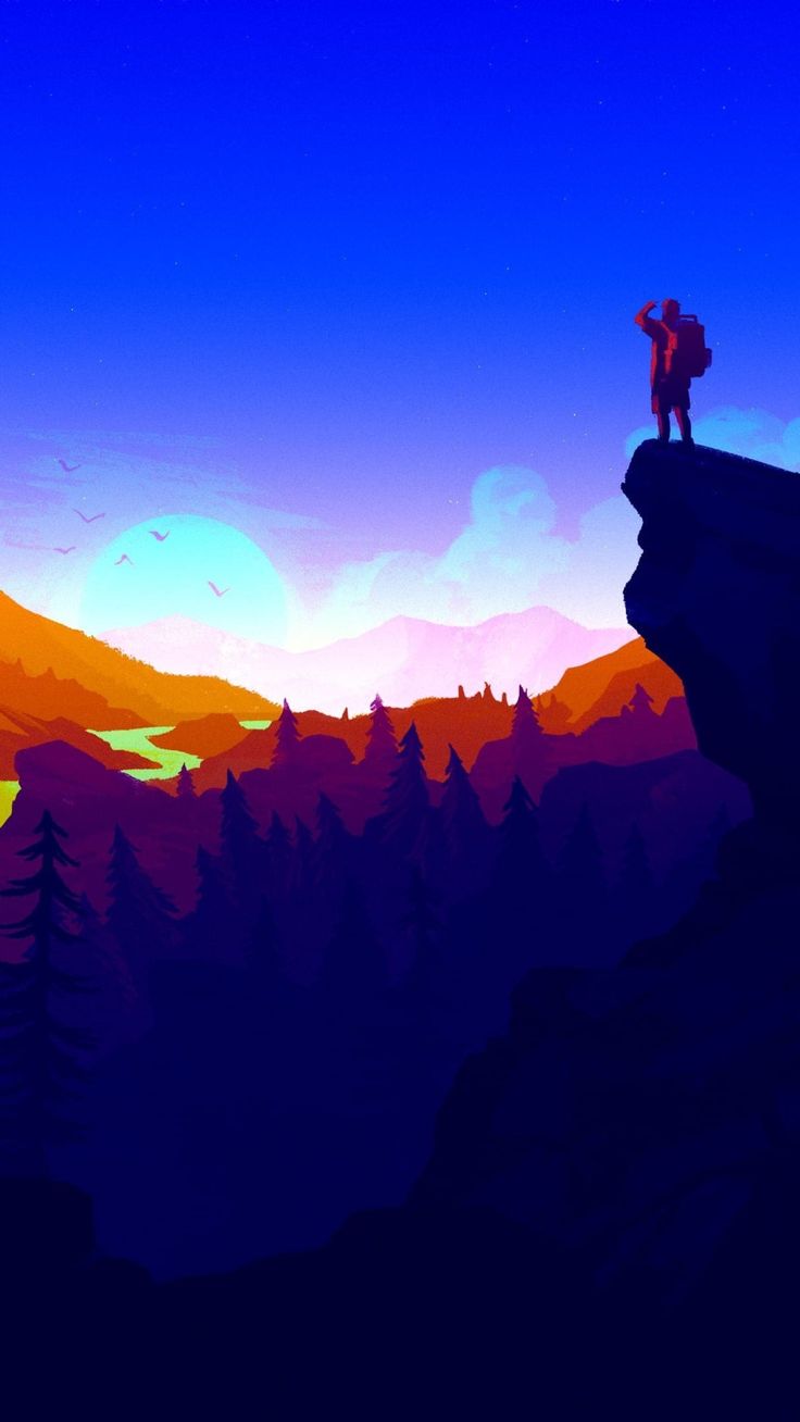 Firewatch personaggio scogliera tramonto, 736x1308 Verticale, iPad