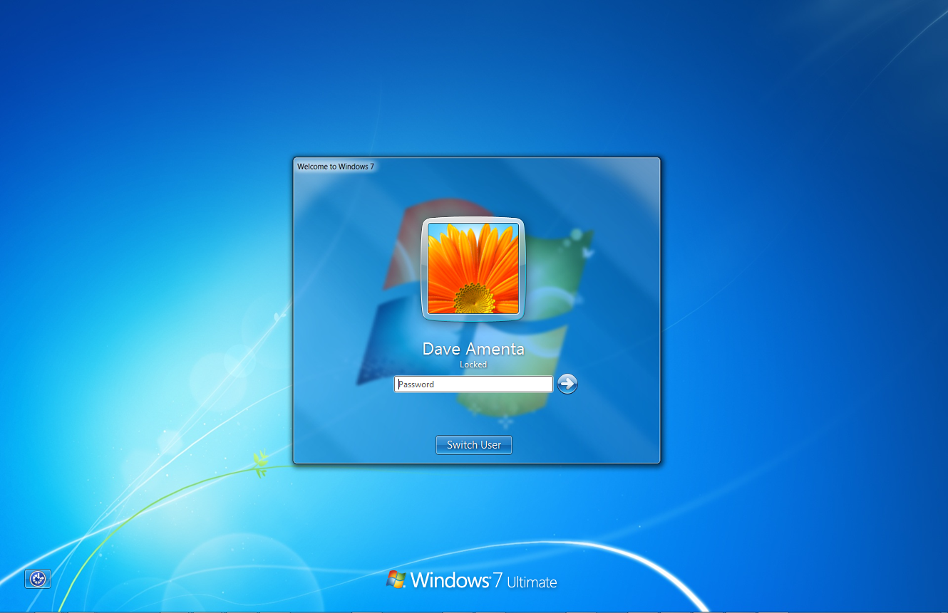 Schermata login Windows 7 blu, 1330x861 720p, PC