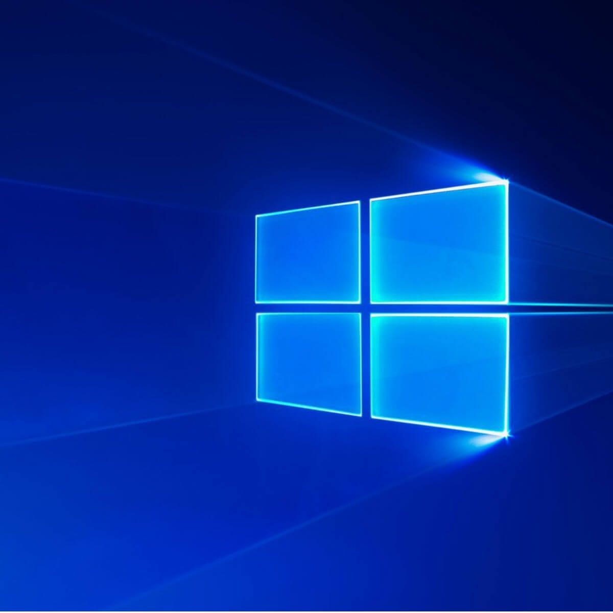 Logo Windows blu luminoso, sistema operativo Microsoft, 1200x1200 HD, Monitor Gaming