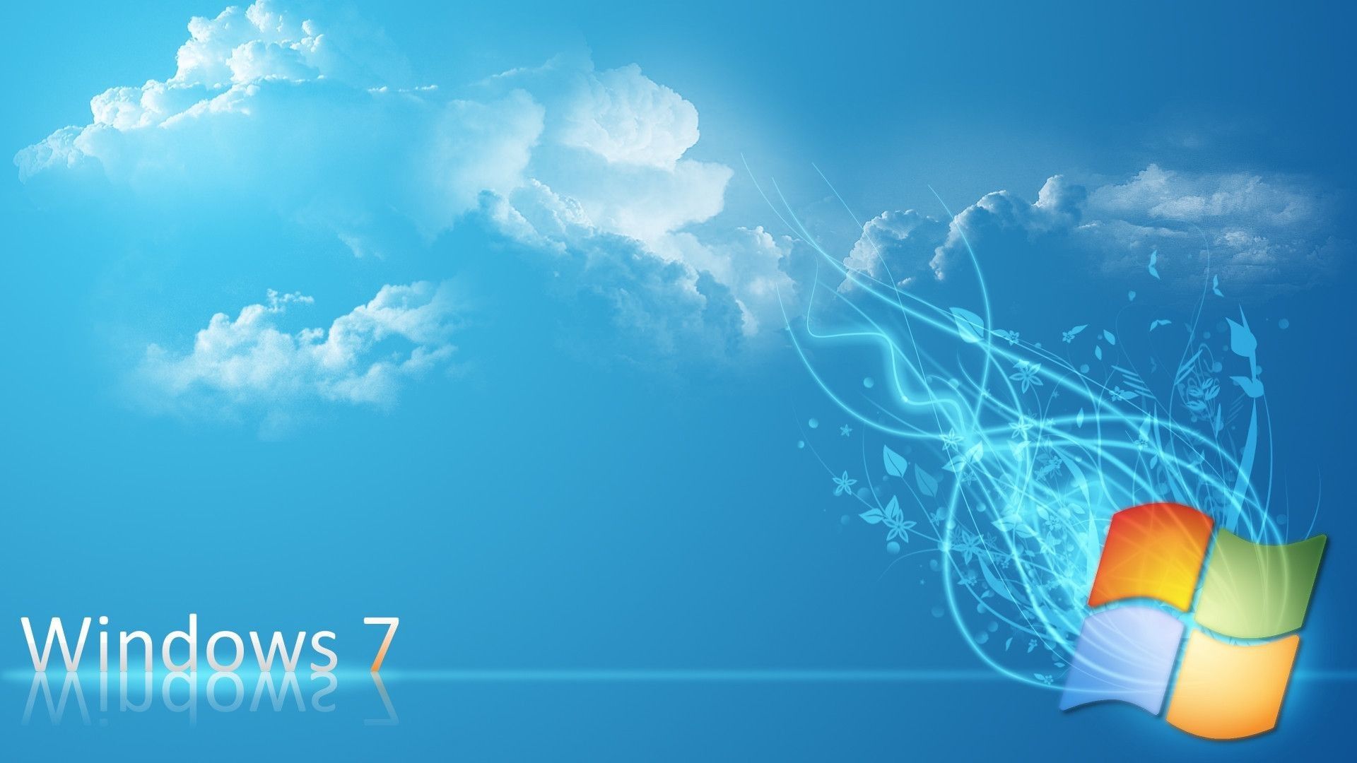 Logo Windows 7 nuvole blu, 1920x1080 Full HD, Monitor Gaming