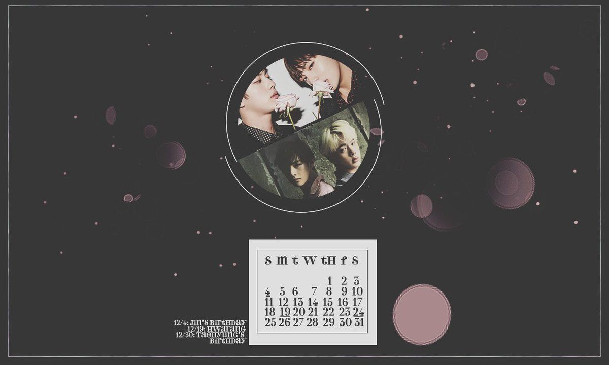 BTS calendario sfondo nero, Bangtan Sonyeondan, 1200x720 HD, PC