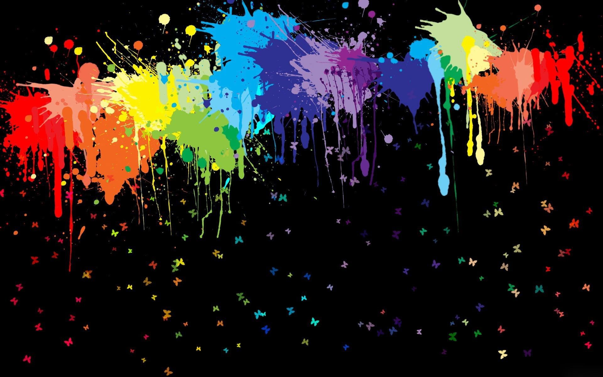 Schizzi colorati vernice sfondo nero, 1920x1200 WUXGA, Laptop