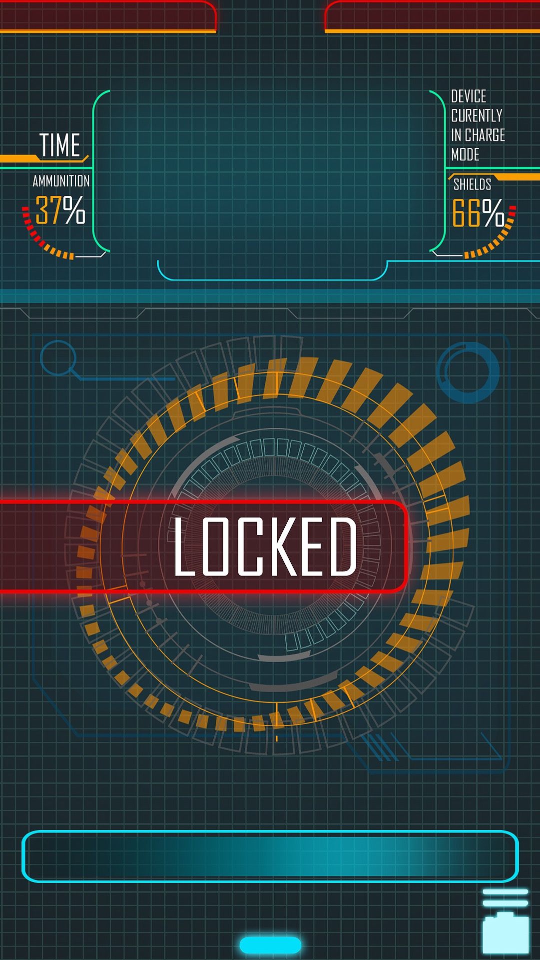 Interfaccia futuristica schermo bloccato, 1081x1920 Verticale, Telefono