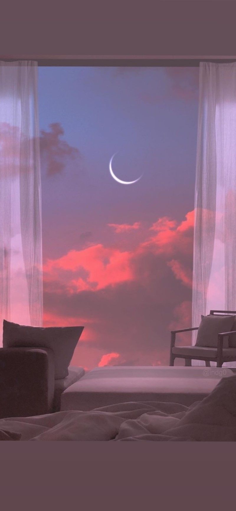 Finestra tramonto luna crescente, 800x1732 Full HD Verticale, Google Pixel