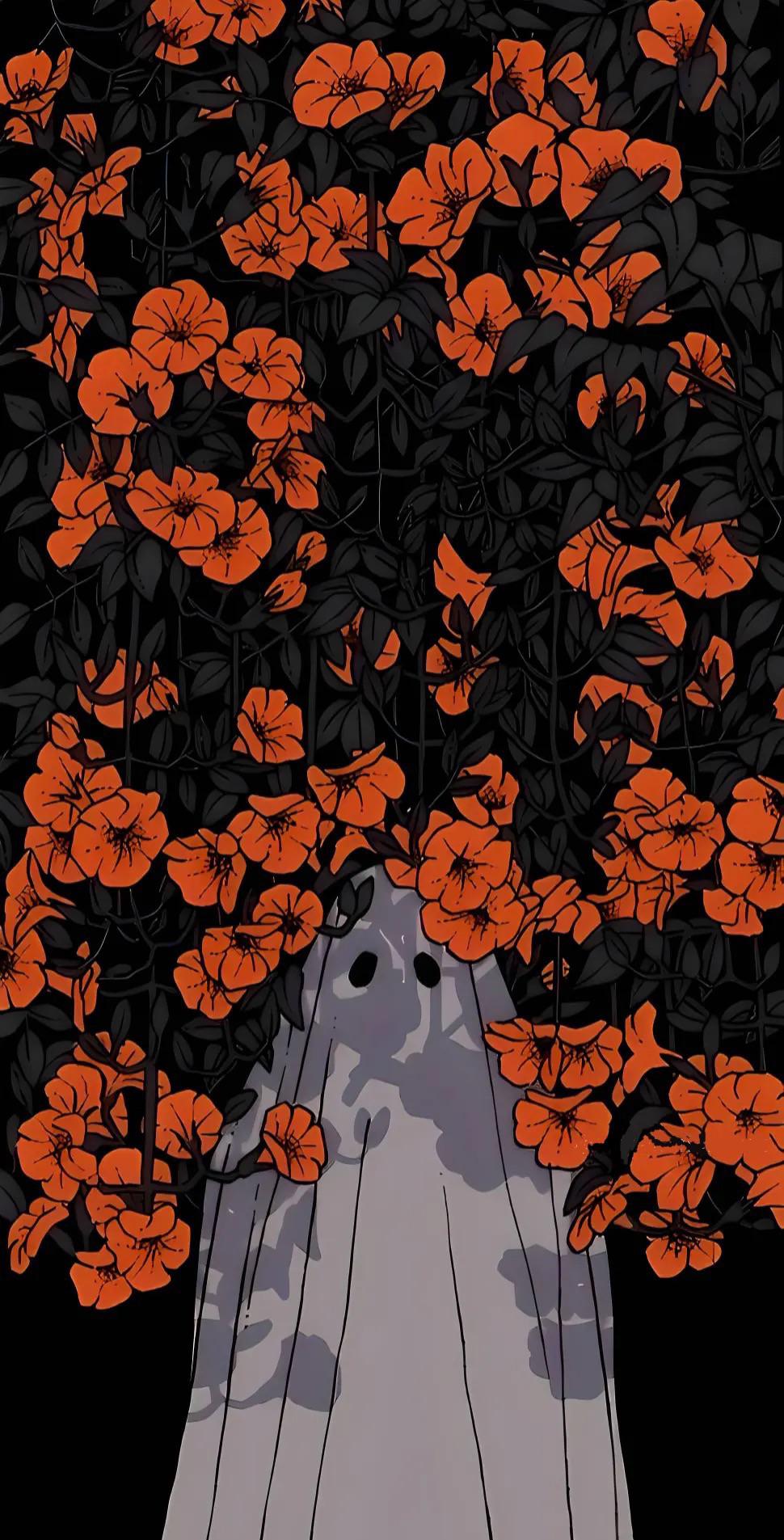 Fantasma tra fiori arancioni, 970x1905 Full HD Verticale, Smartphone