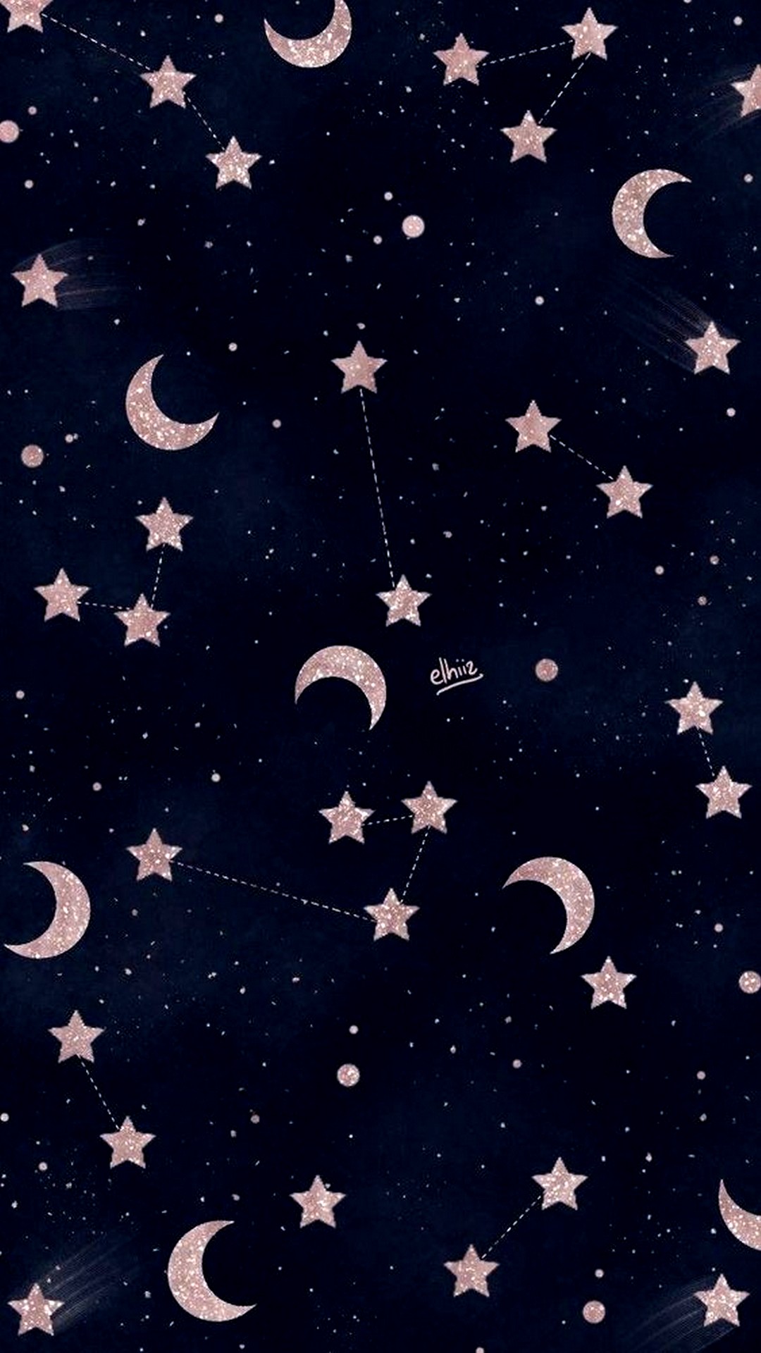 Stelle e lune rosa notte, 1080x1920 Full HD Verticale, iPhone