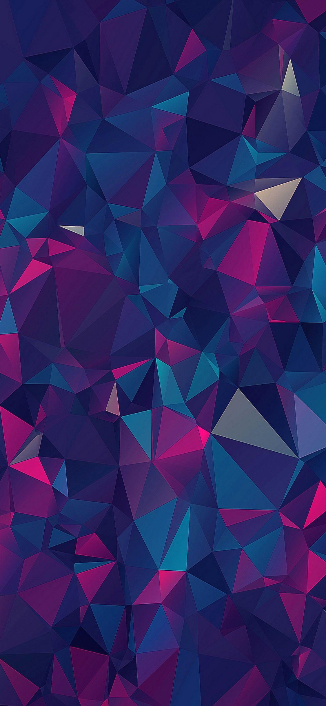 Poligoni astratti viola blu, 1125x2436 Verticale, Telefono