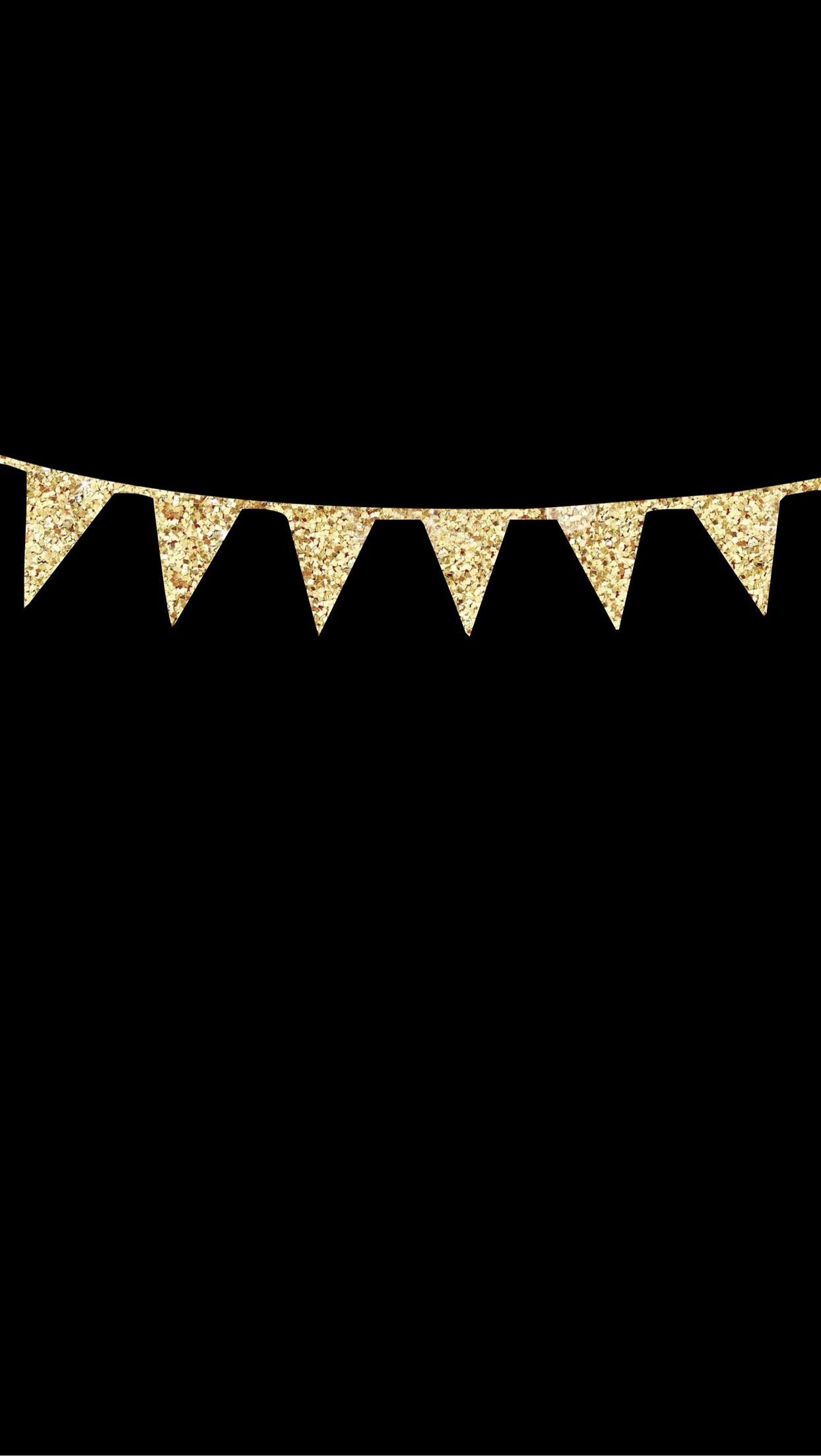 Bandierine glitter dorate sfondo nero, 1244x2208 Verticale, iPhone Pro